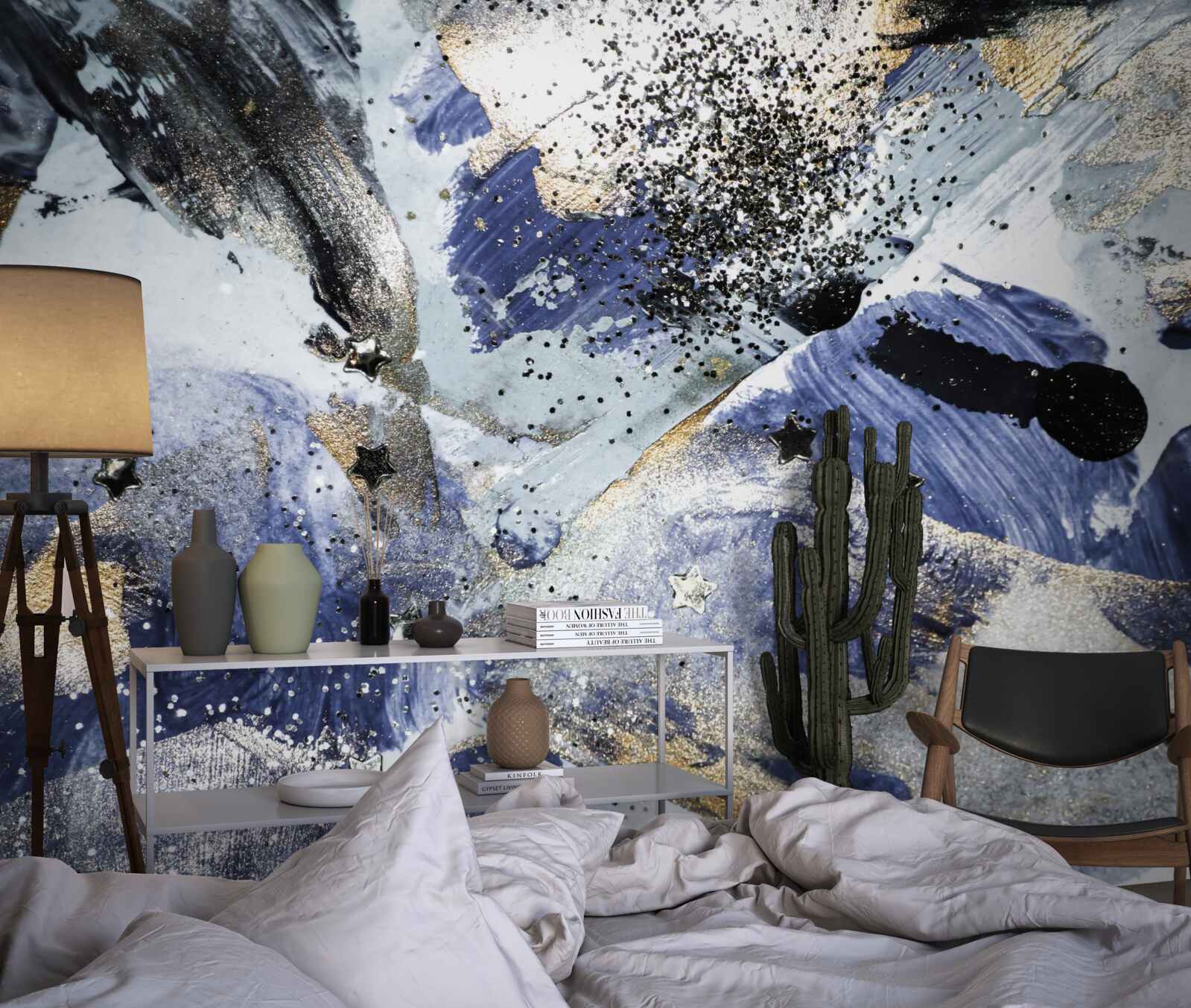 Fototapet nuanțe de auriu și albastru într-un design abstract
