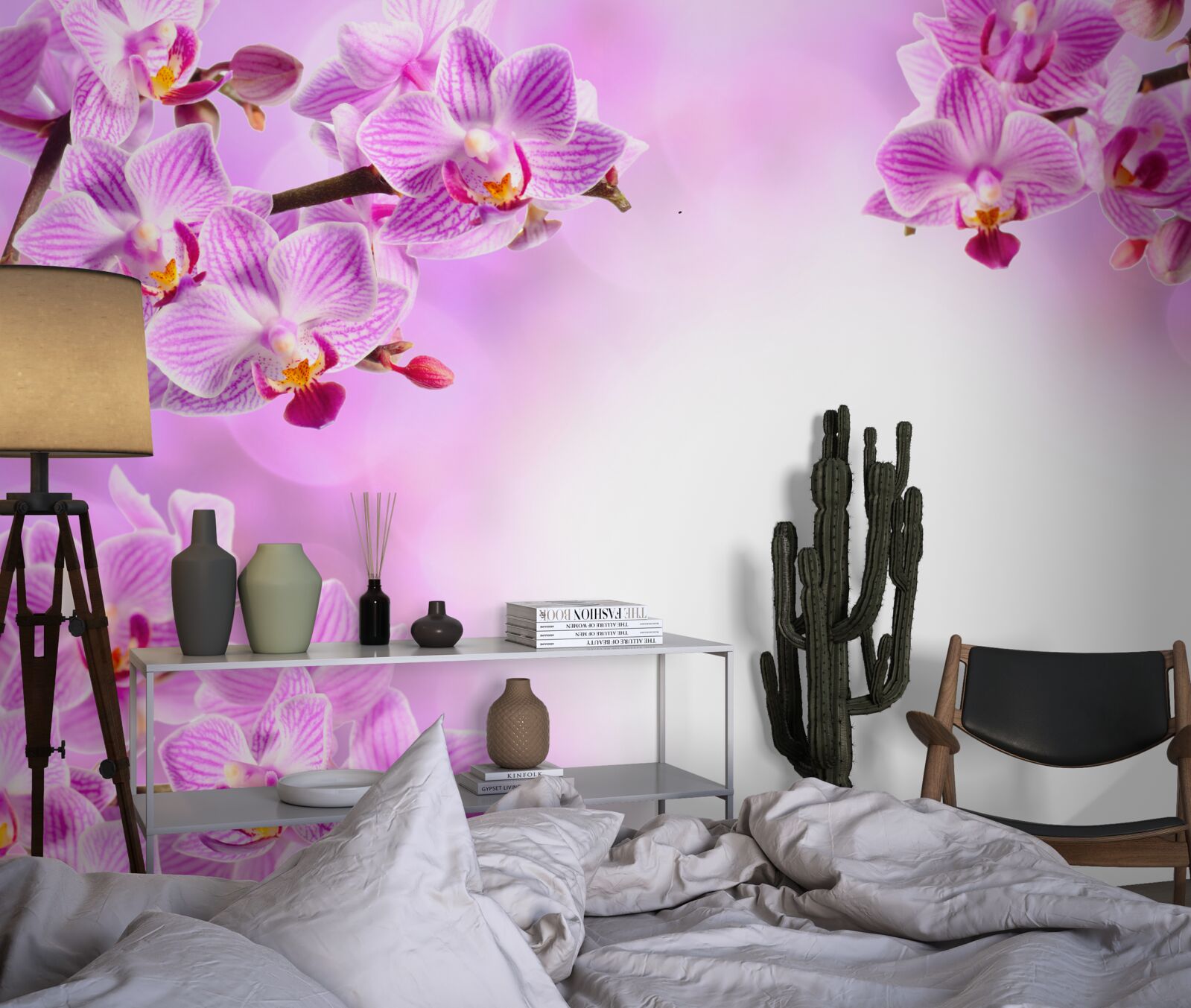 Fototapet ramuri de orhidee liliac acoperite cu flori