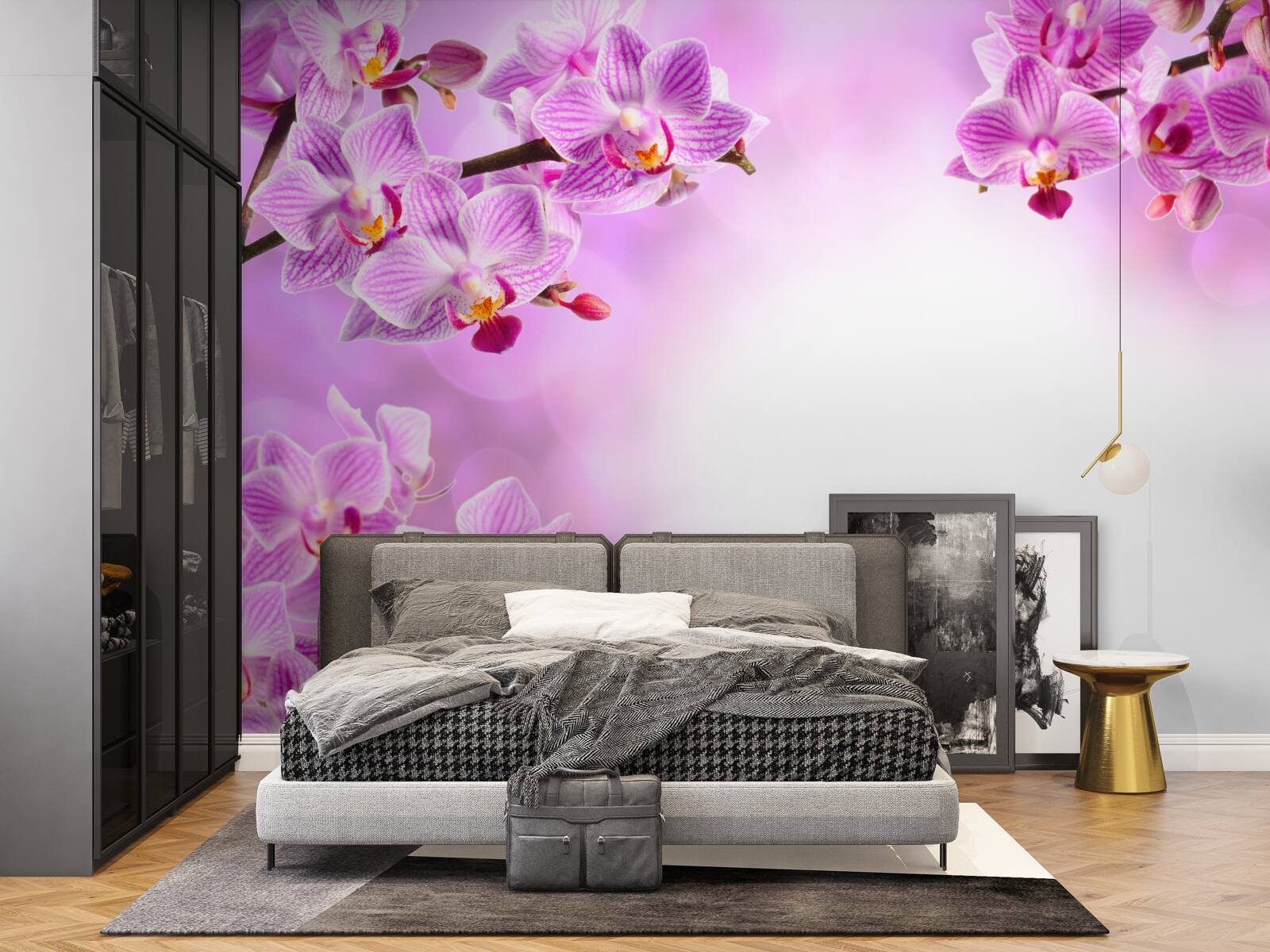 Fototapet ramuri de orhidee liliac acoperite cu flori