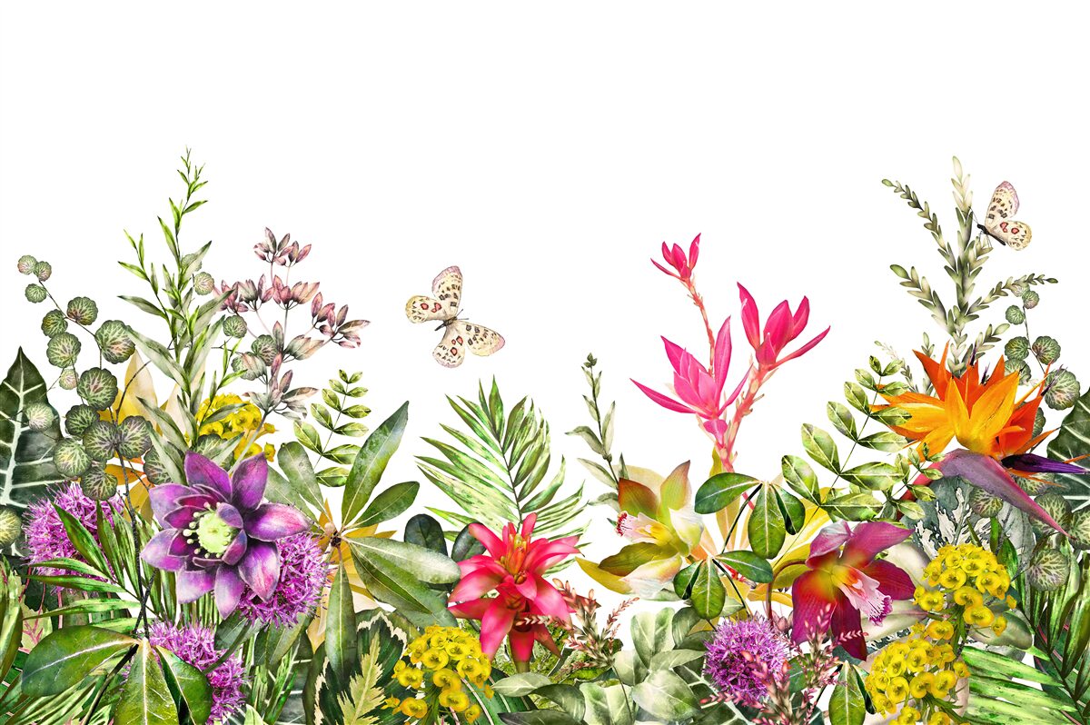 Fototapet plante tropicale cu culori strălucitoare de vară