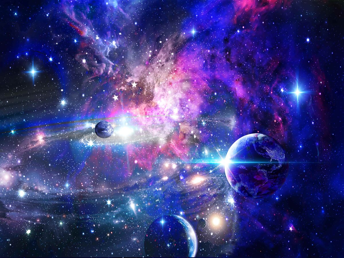 Fototapet planete și galaxii