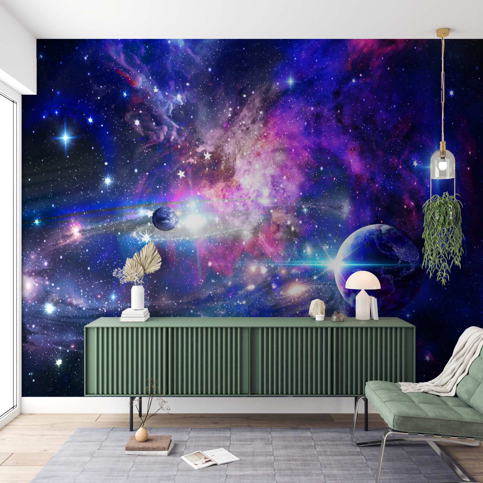 Fototapet planete și galaxii