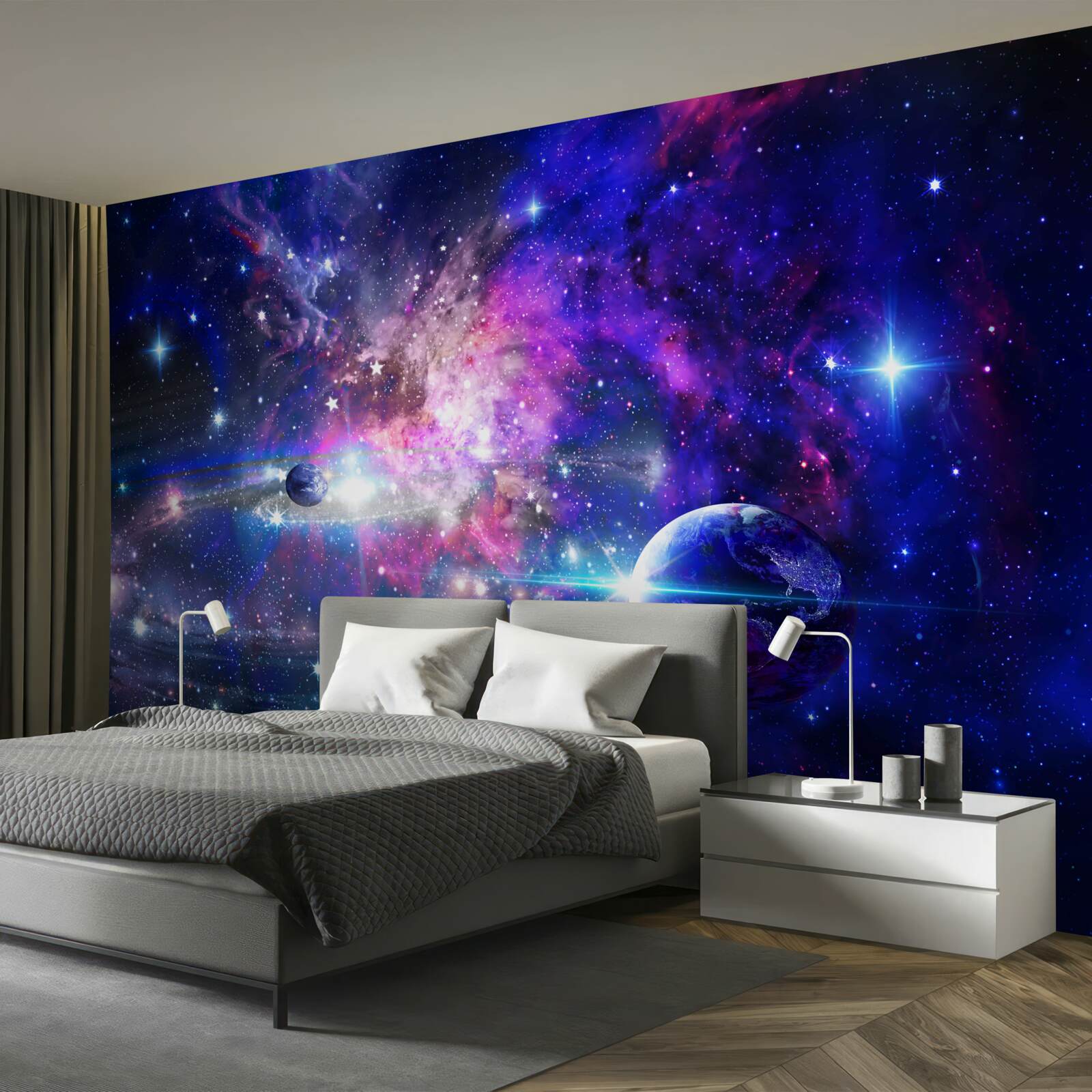 Fototapet planete și galaxii