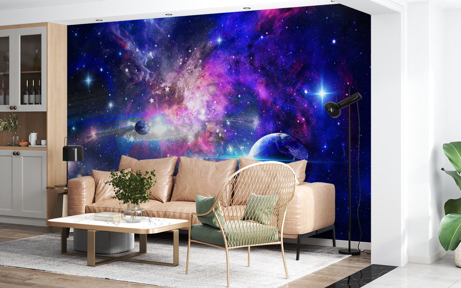 Fototapet planete și galaxii
