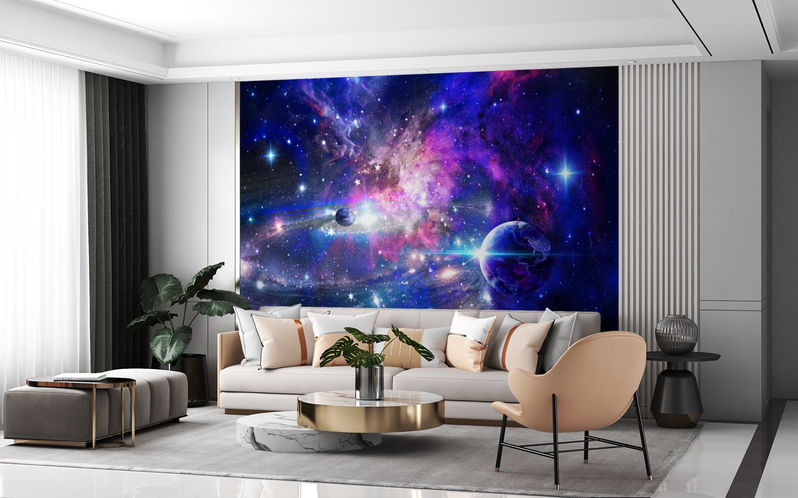 Fototapet planete și galaxii