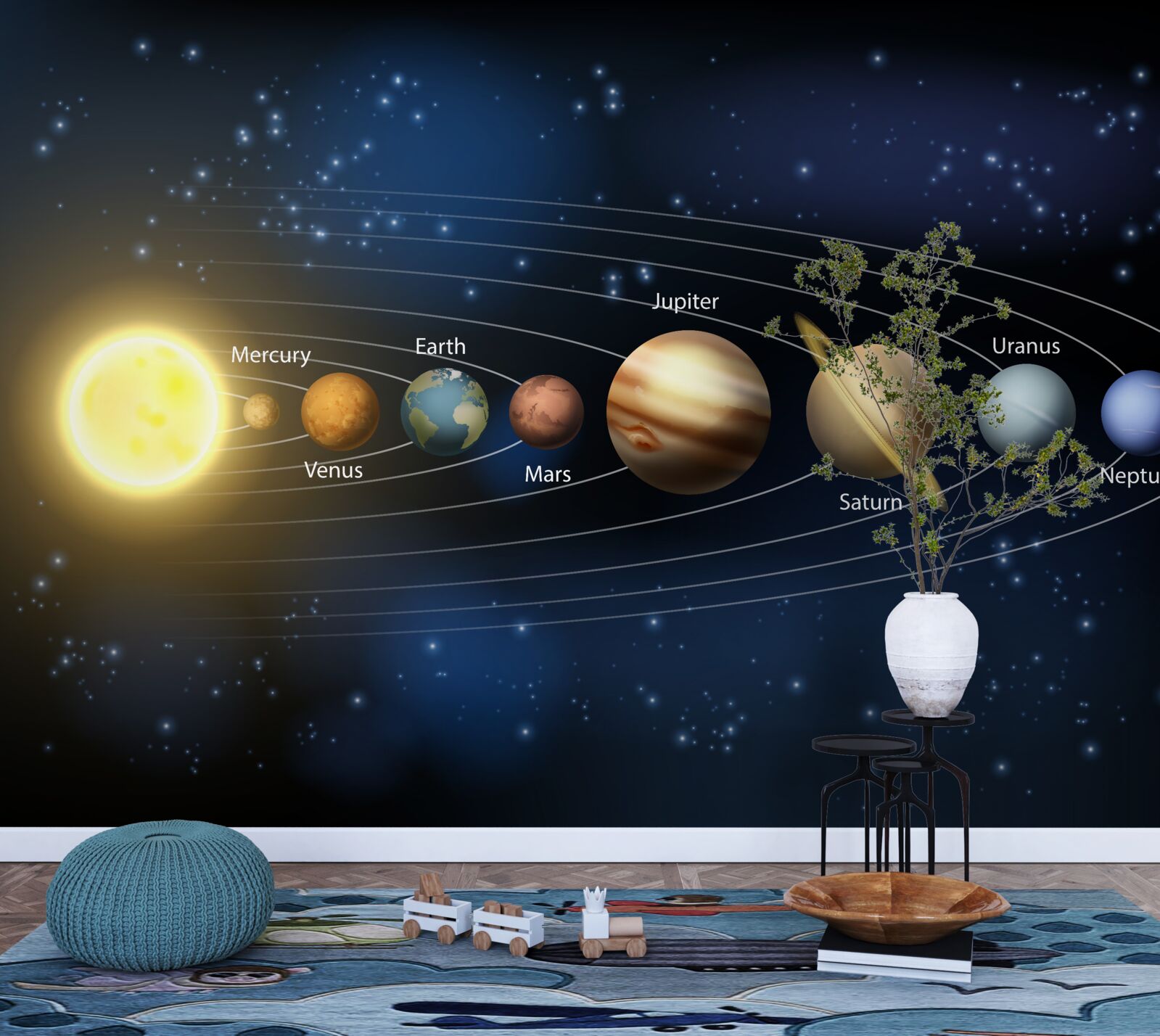 Fototapet ordinea de rotație a planetelor în jurul galaxiei noastre