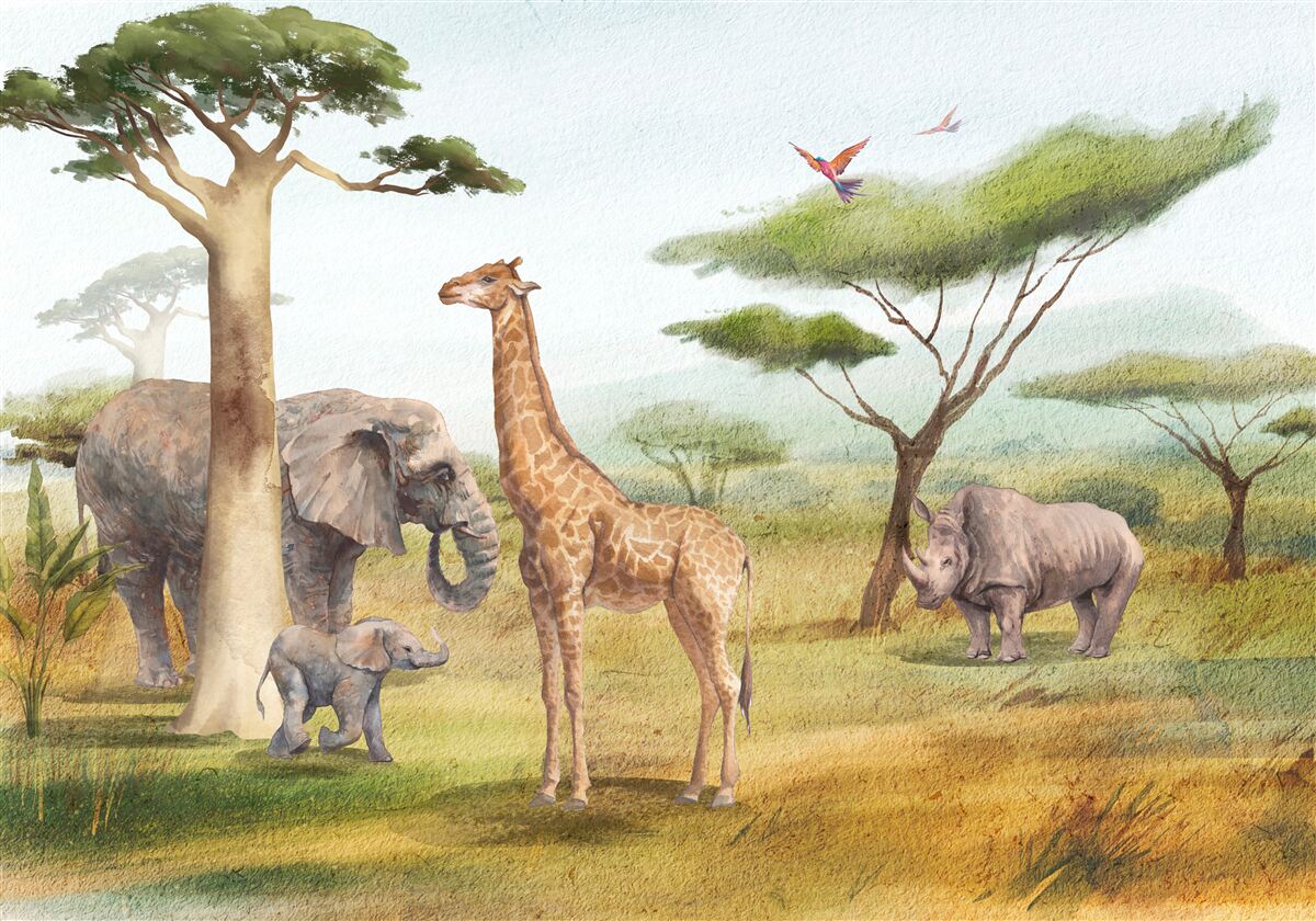 Fototapet animale africane în safari