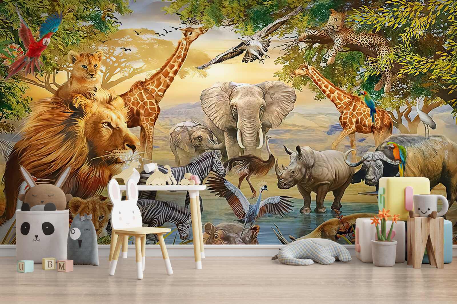 Fototapet animale africane lângă iaz