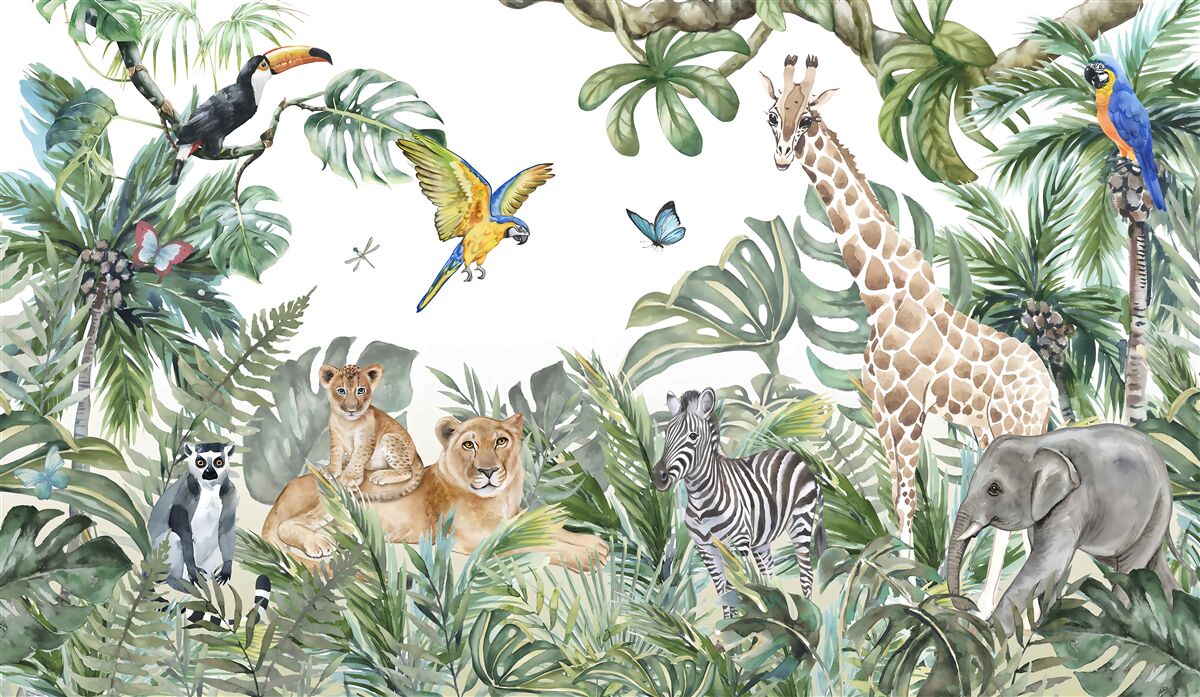 Fototapet diverse animale cutreieră tropicele