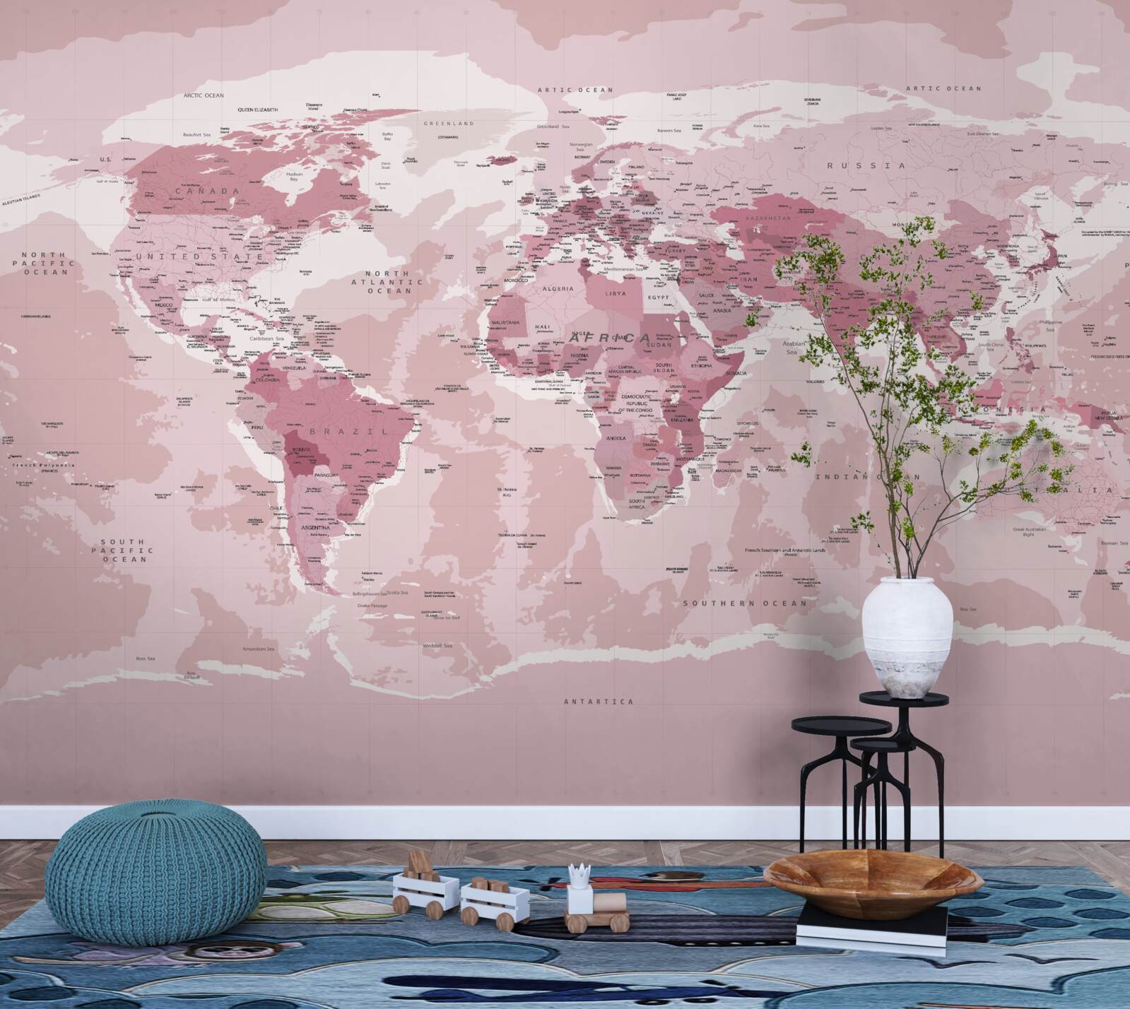 Fototapet hartă geografică standard în roz