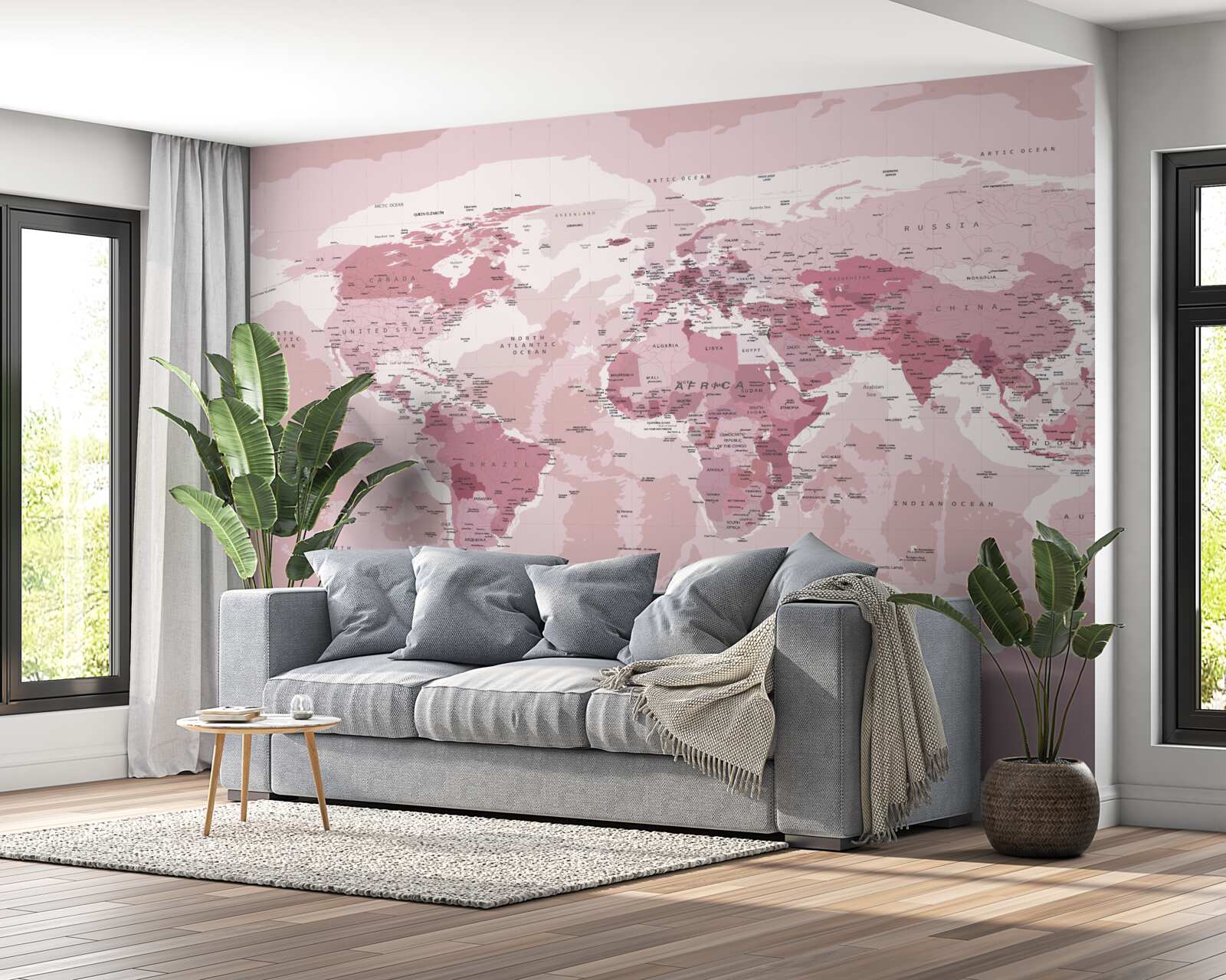 Fototapet hartă geografică standard în roz