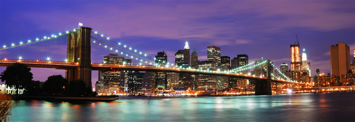Fototapet podul brooklyn luminat noaptea