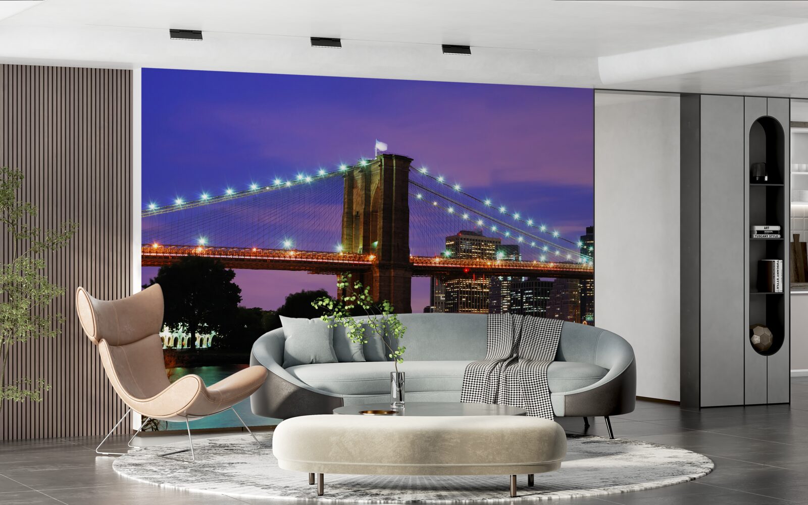 Fototapet podul brooklyn luminat noaptea