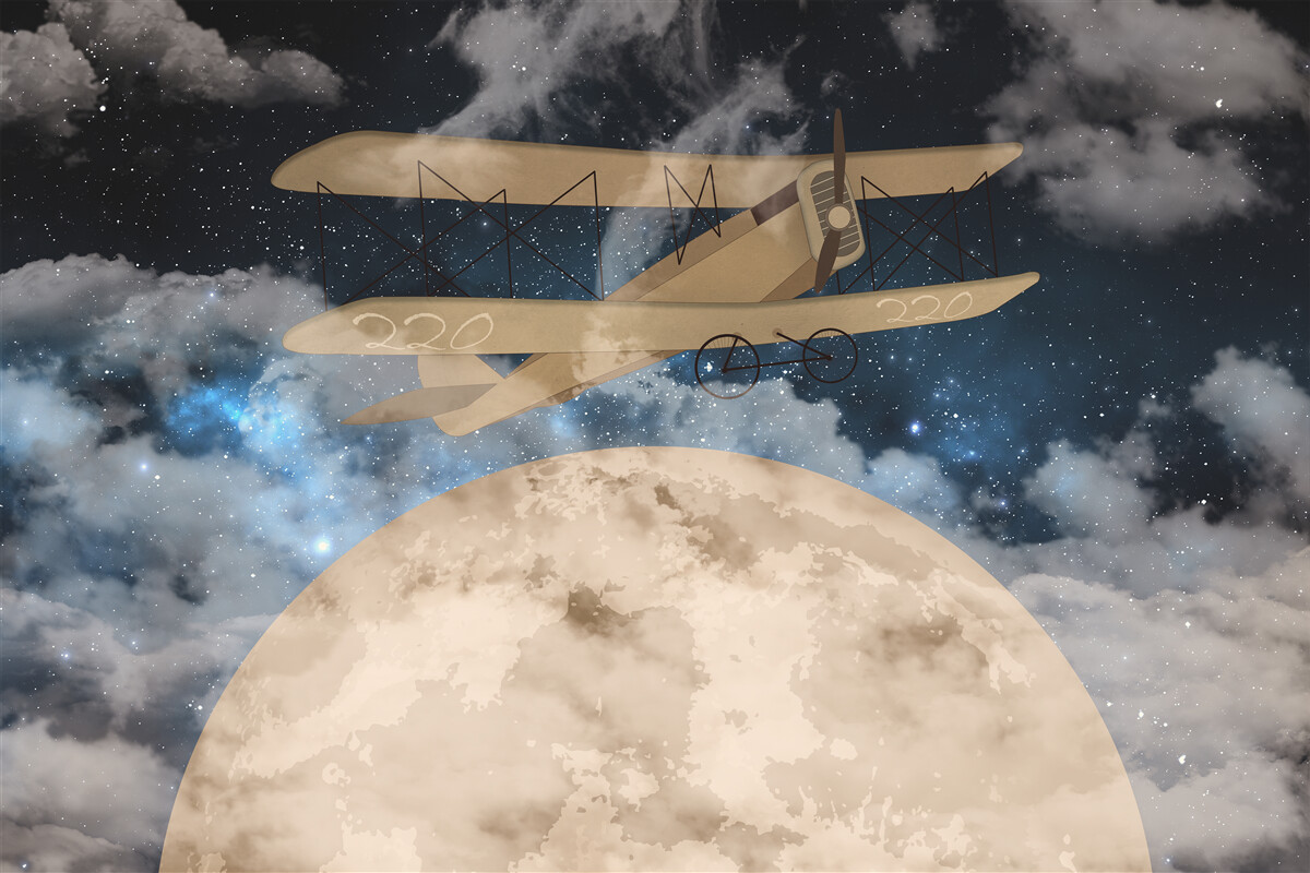Fototapet avion cu elice în aer