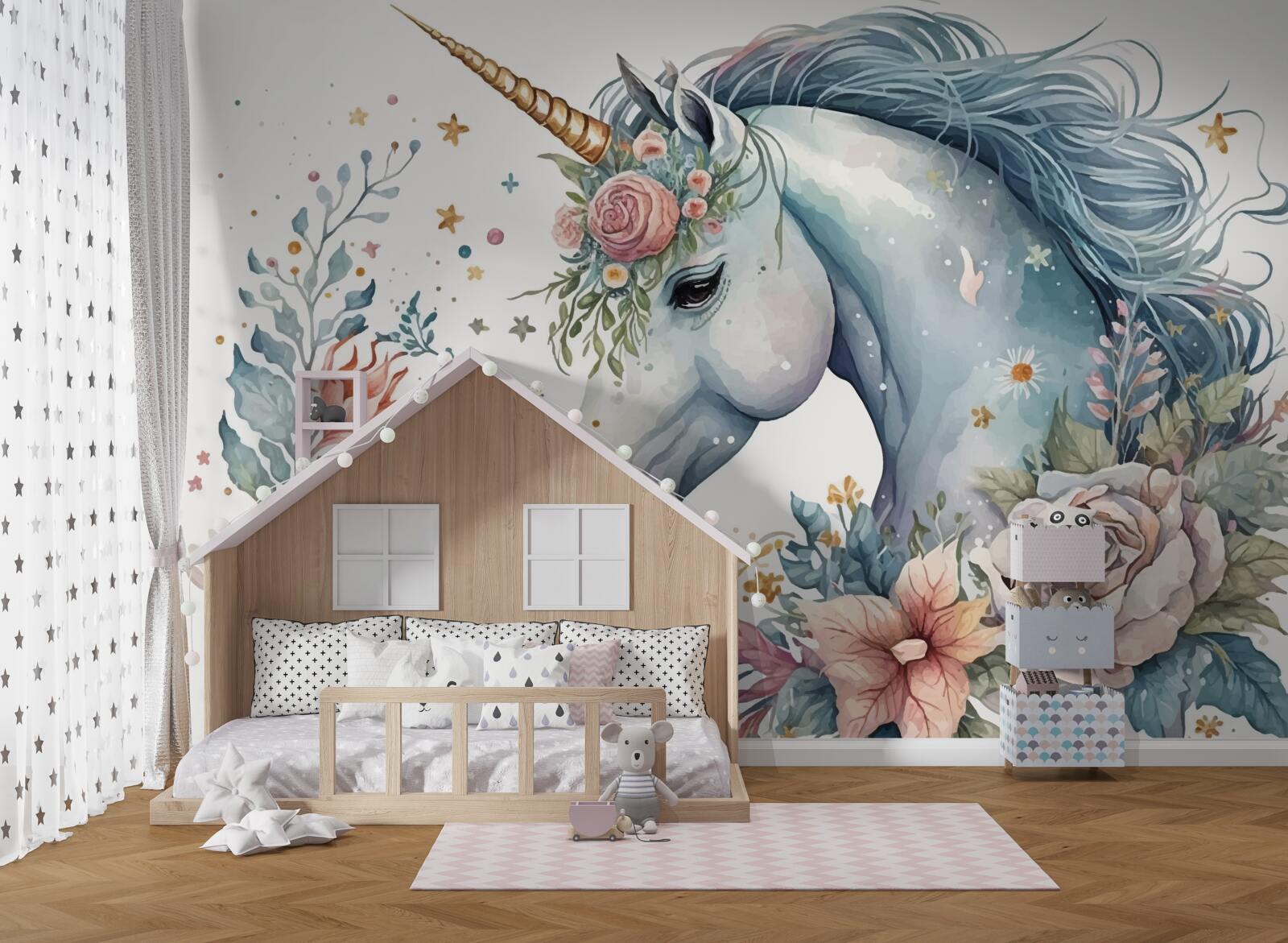 Fototapet unicorn floral