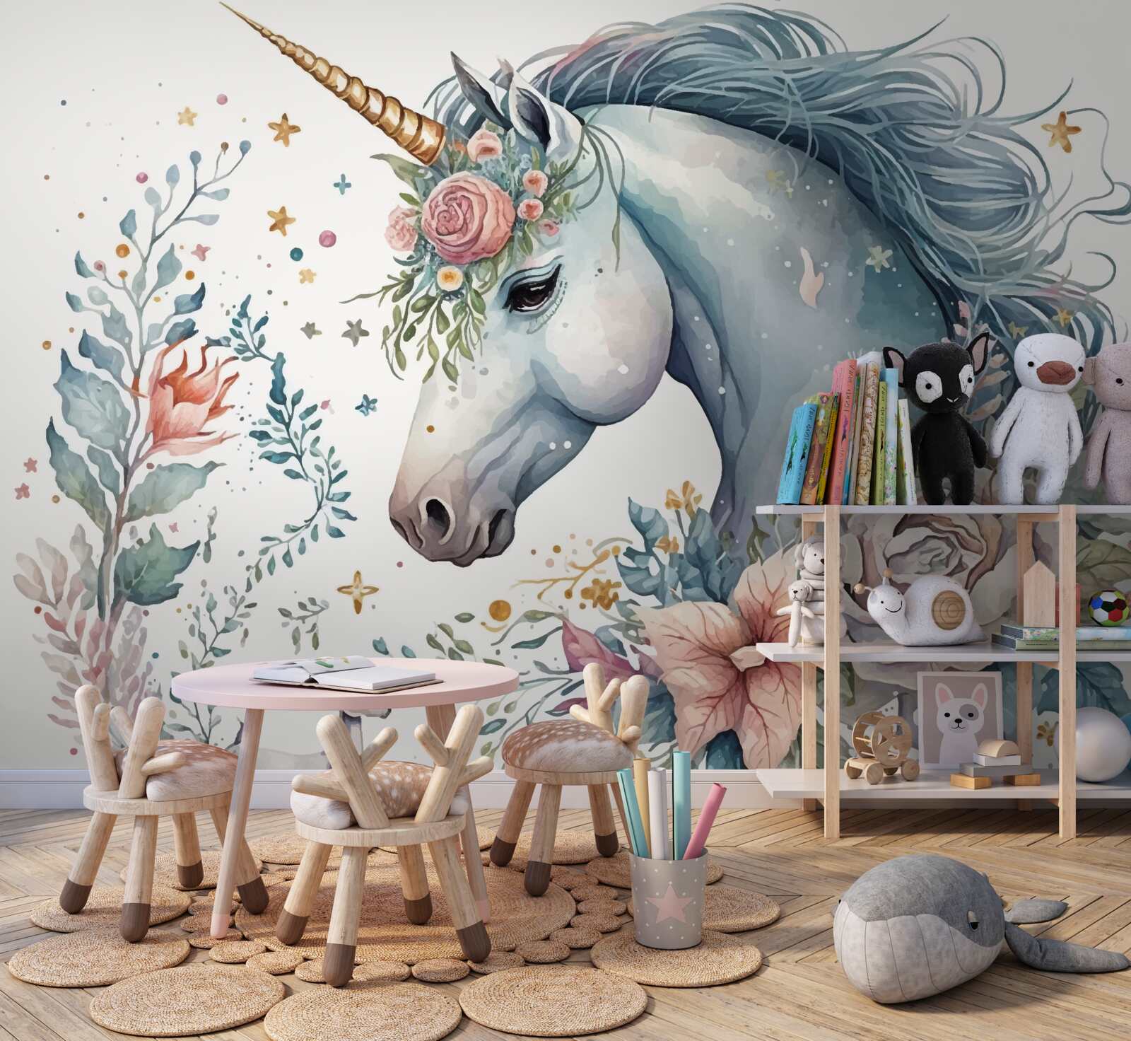 Fototapet unicorn floral
