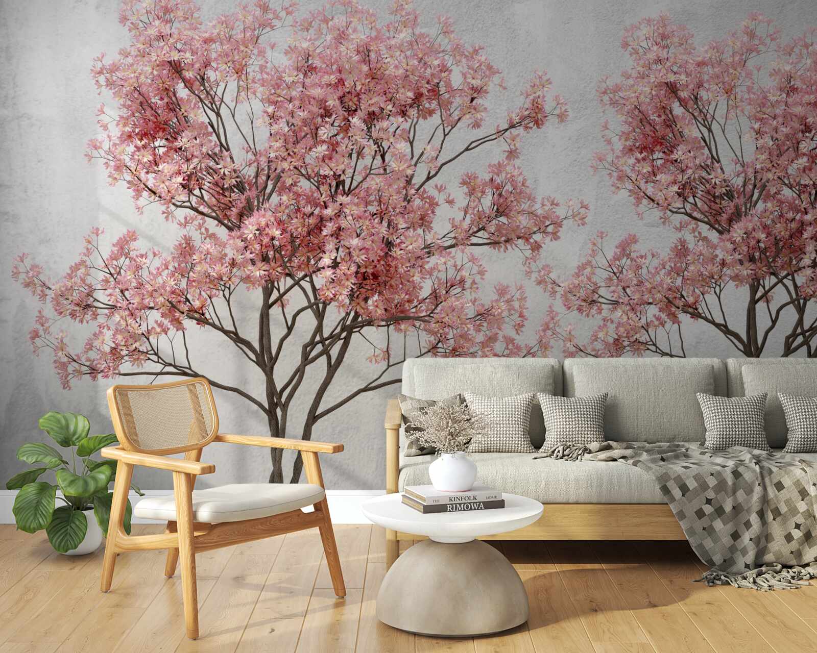 Fototapet ceața dimineții înconjoară florile roz sakura