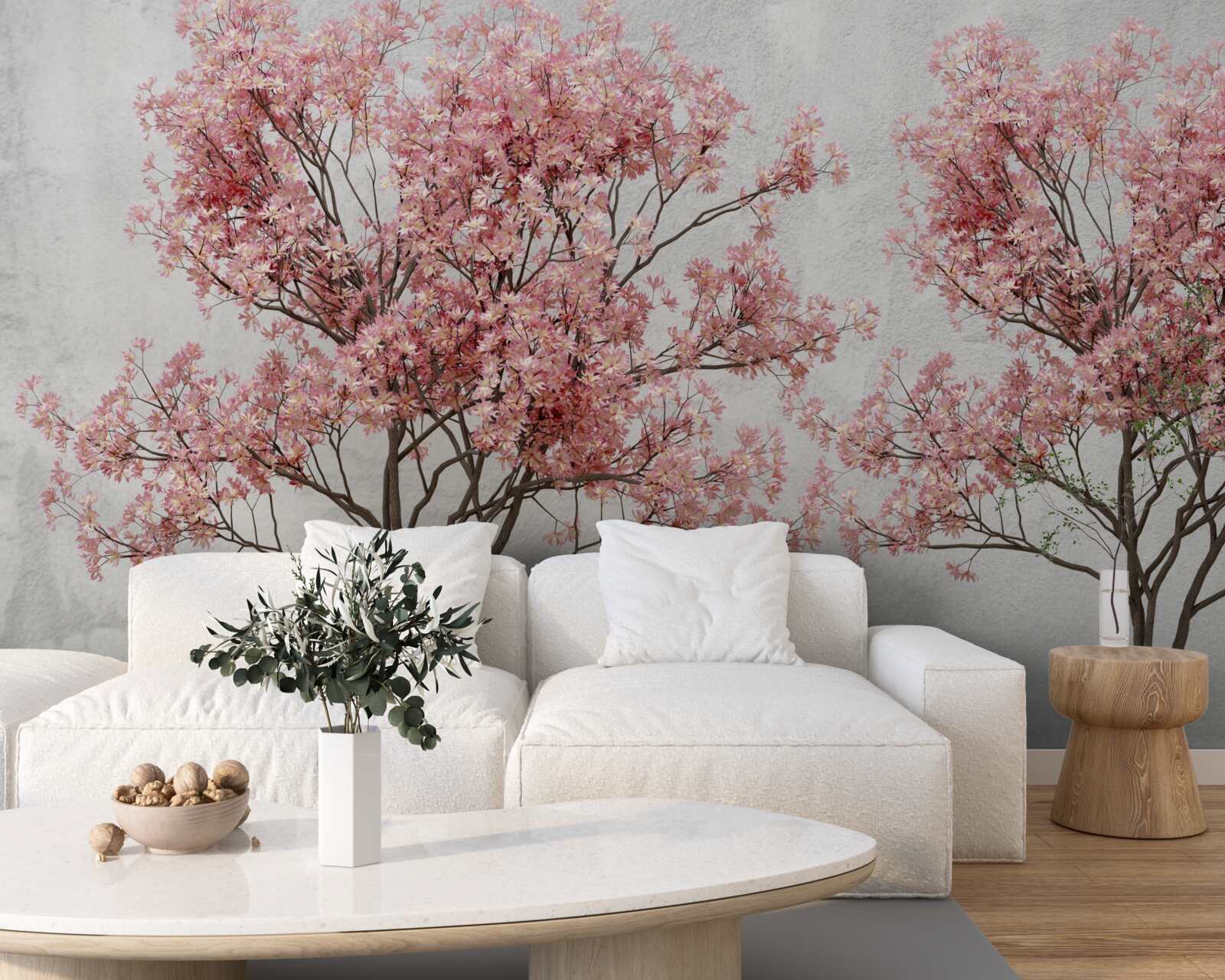 Fototapet ceața dimineții înconjoară florile roz sakura