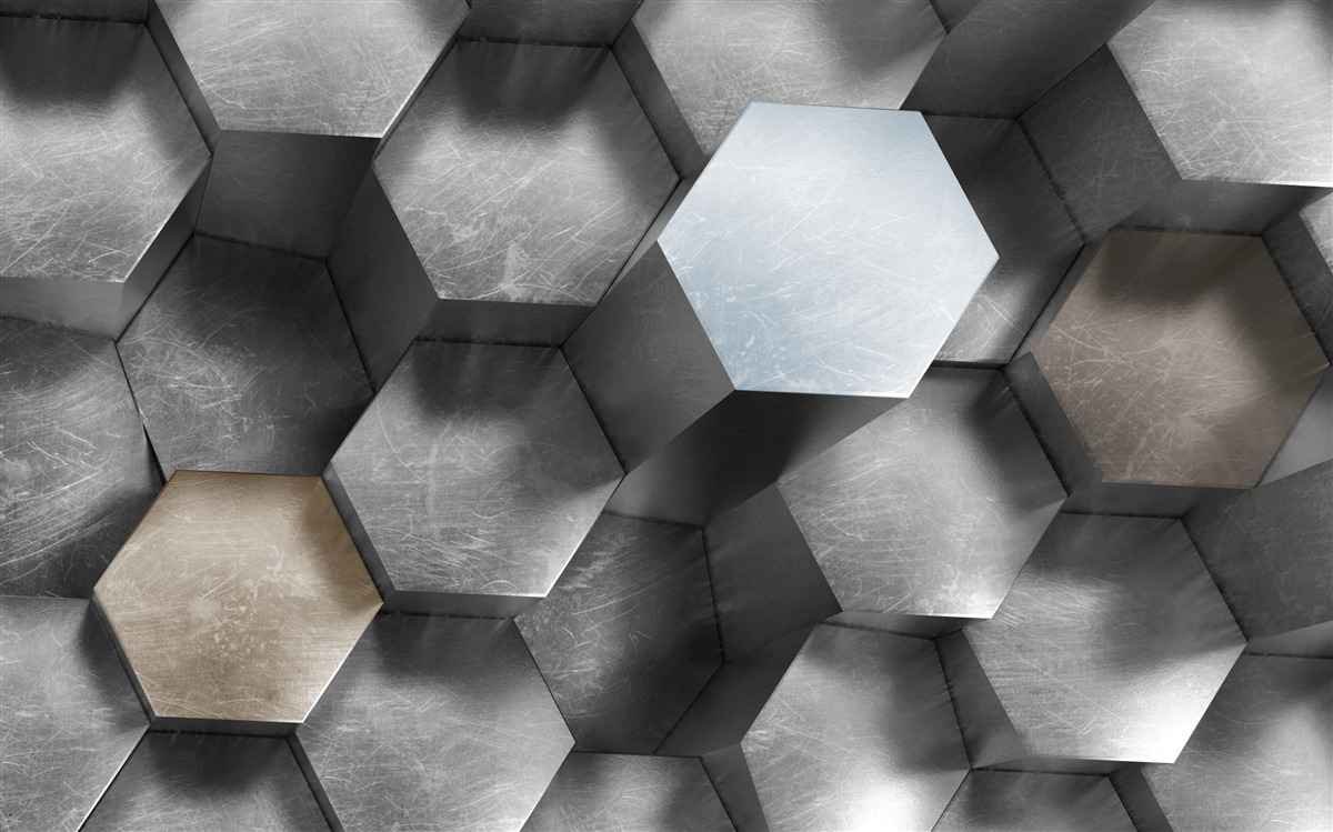 Fototapet cilindri de formă hexagonală care plutesc și sunt alungite