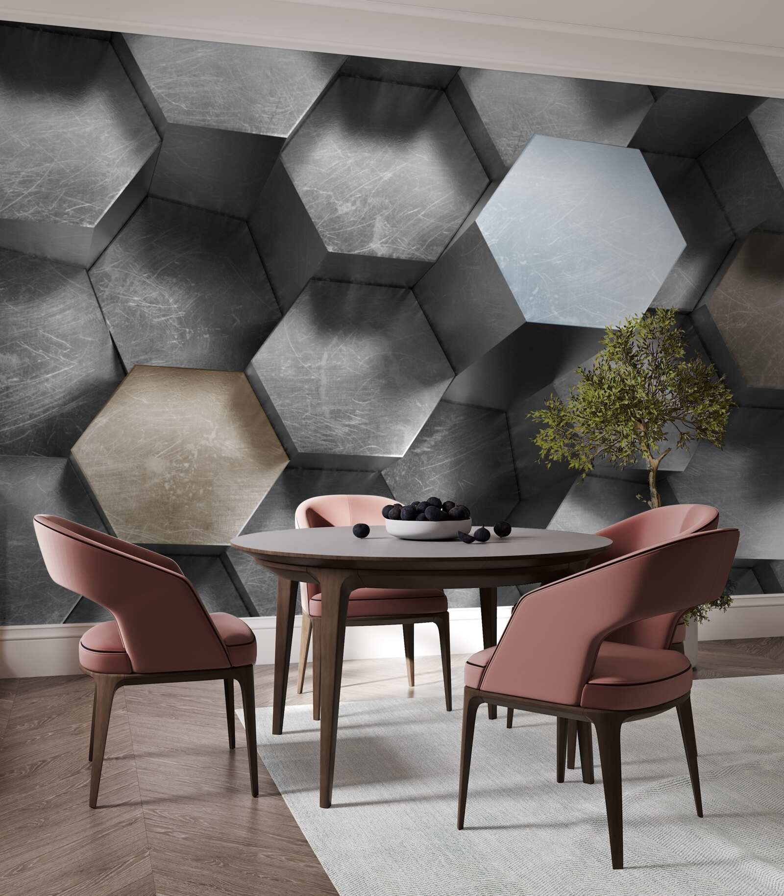 Fototapet cilindri de formă hexagonală care plutesc și sunt alungite