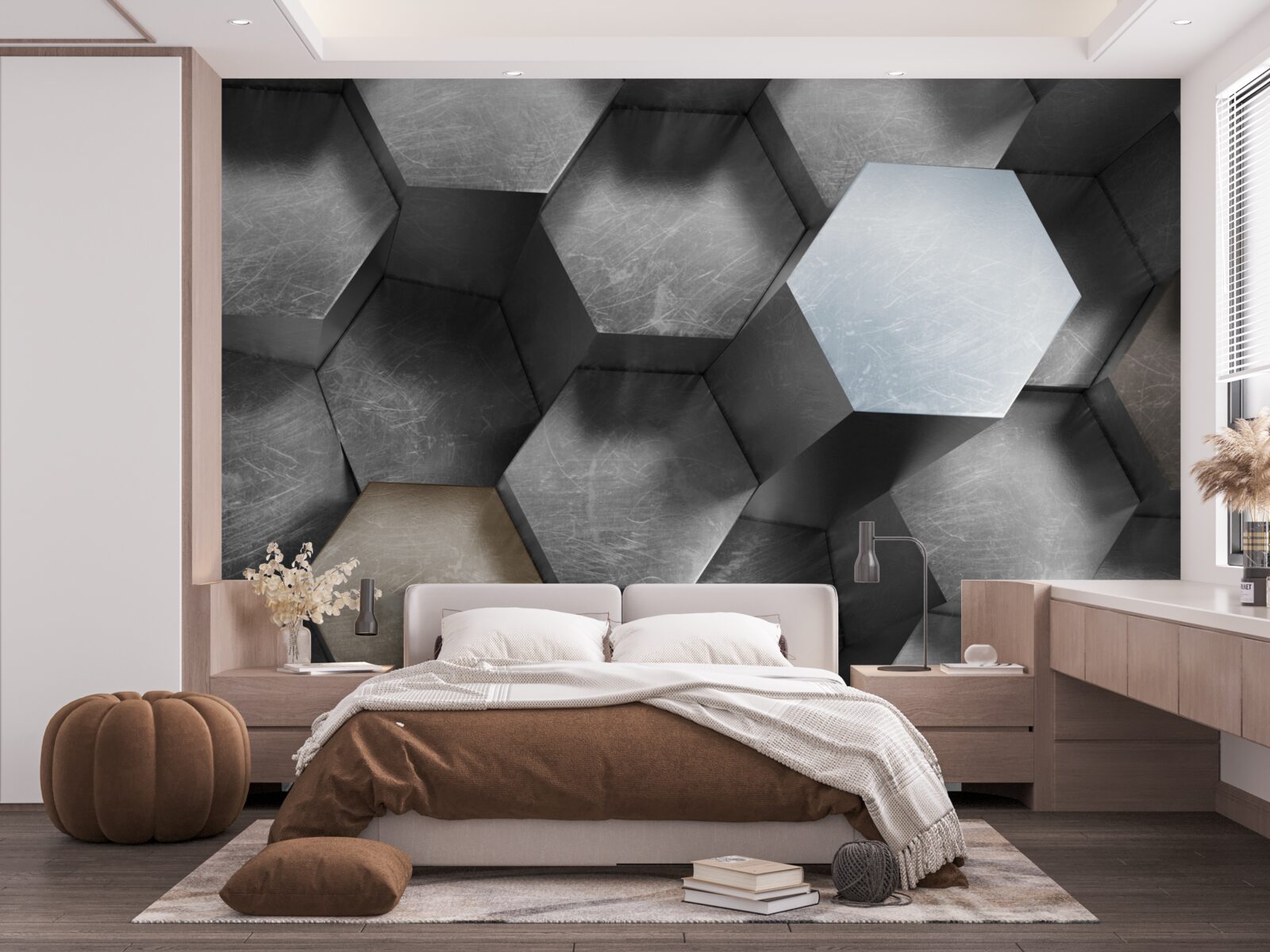 Fototapet cilindri de formă hexagonală care plutesc și sunt alungite