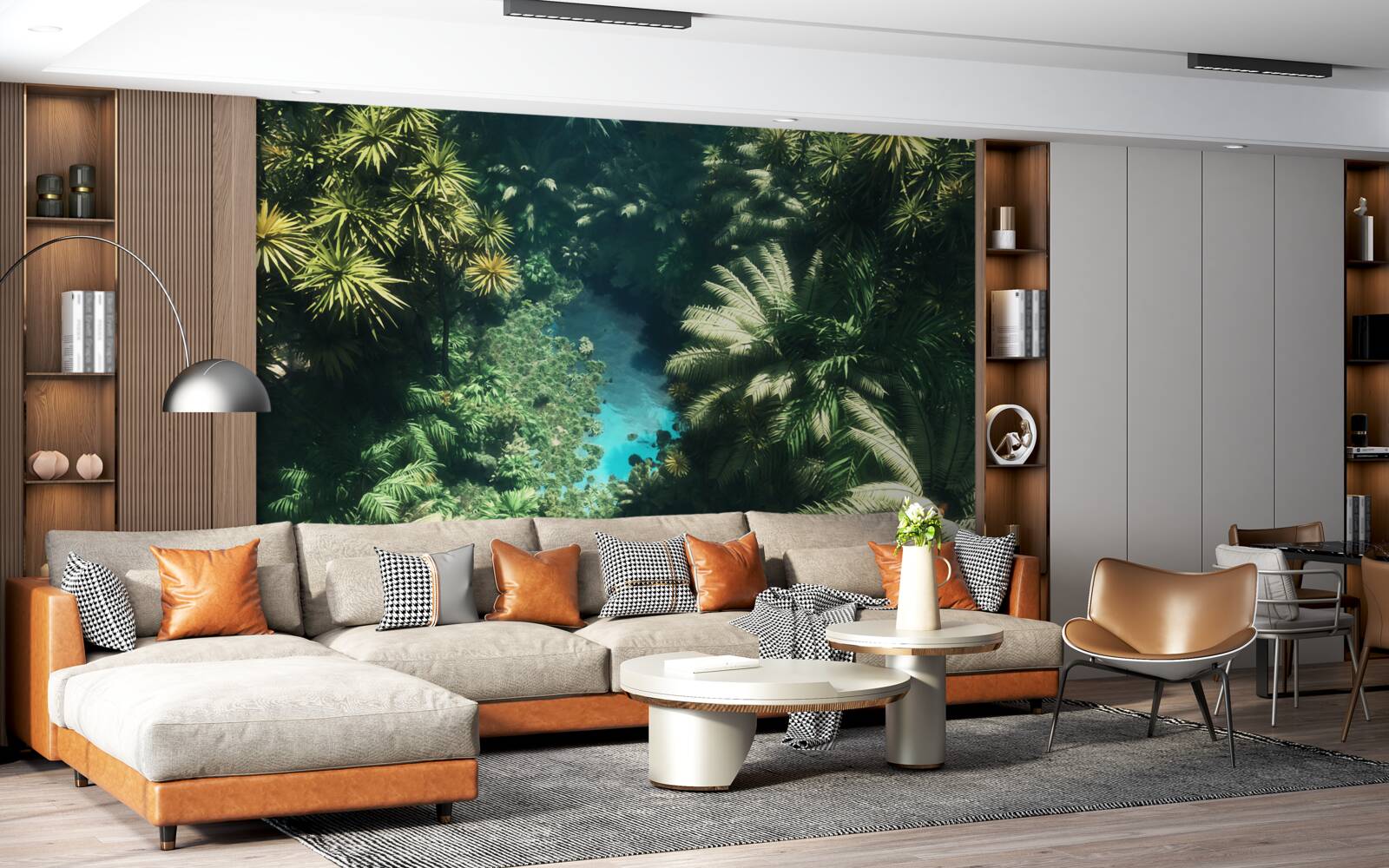 Fototapet cer de noapte cu plante tropicale