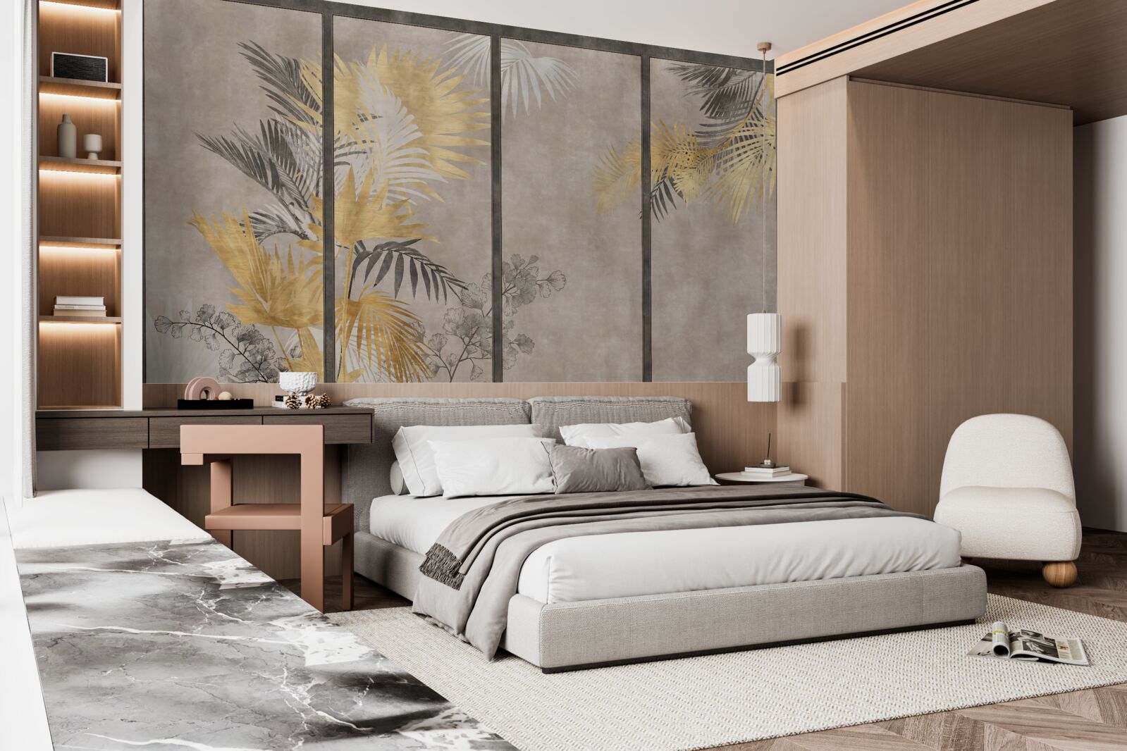 Fototapet reprezentarea abstractă a unei păduri tropicale într-un format modular