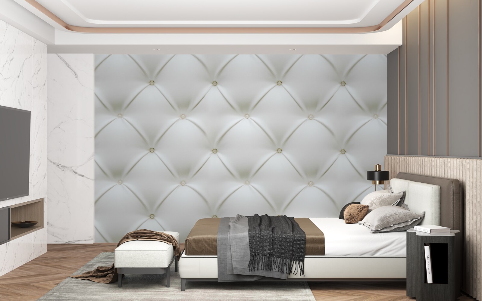 Fototapet Textura cu perle aurii într-un design tridimensional