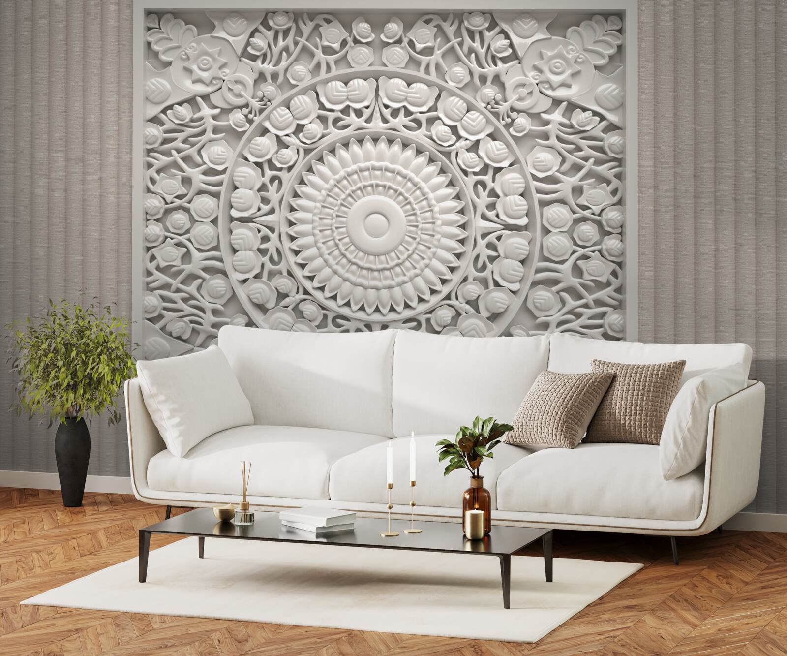 Fototapet relief de volum pe un fundal gri