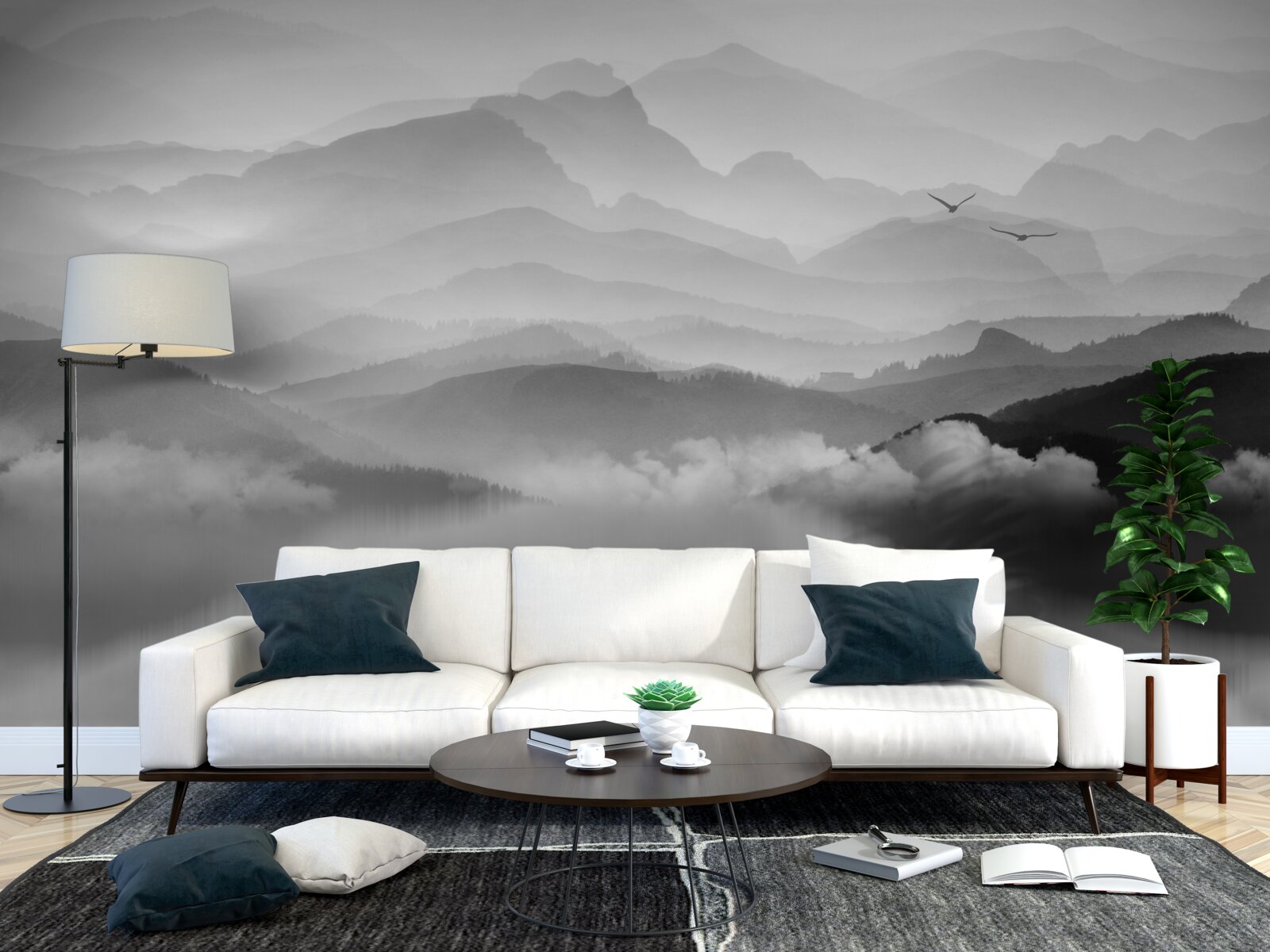 Fototapet pescarul se întoarce pe lacul Misty Mountain