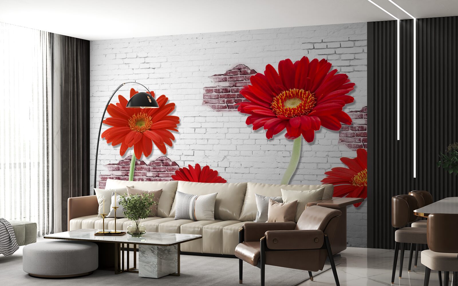 Fototapet gerbera roșu elegant