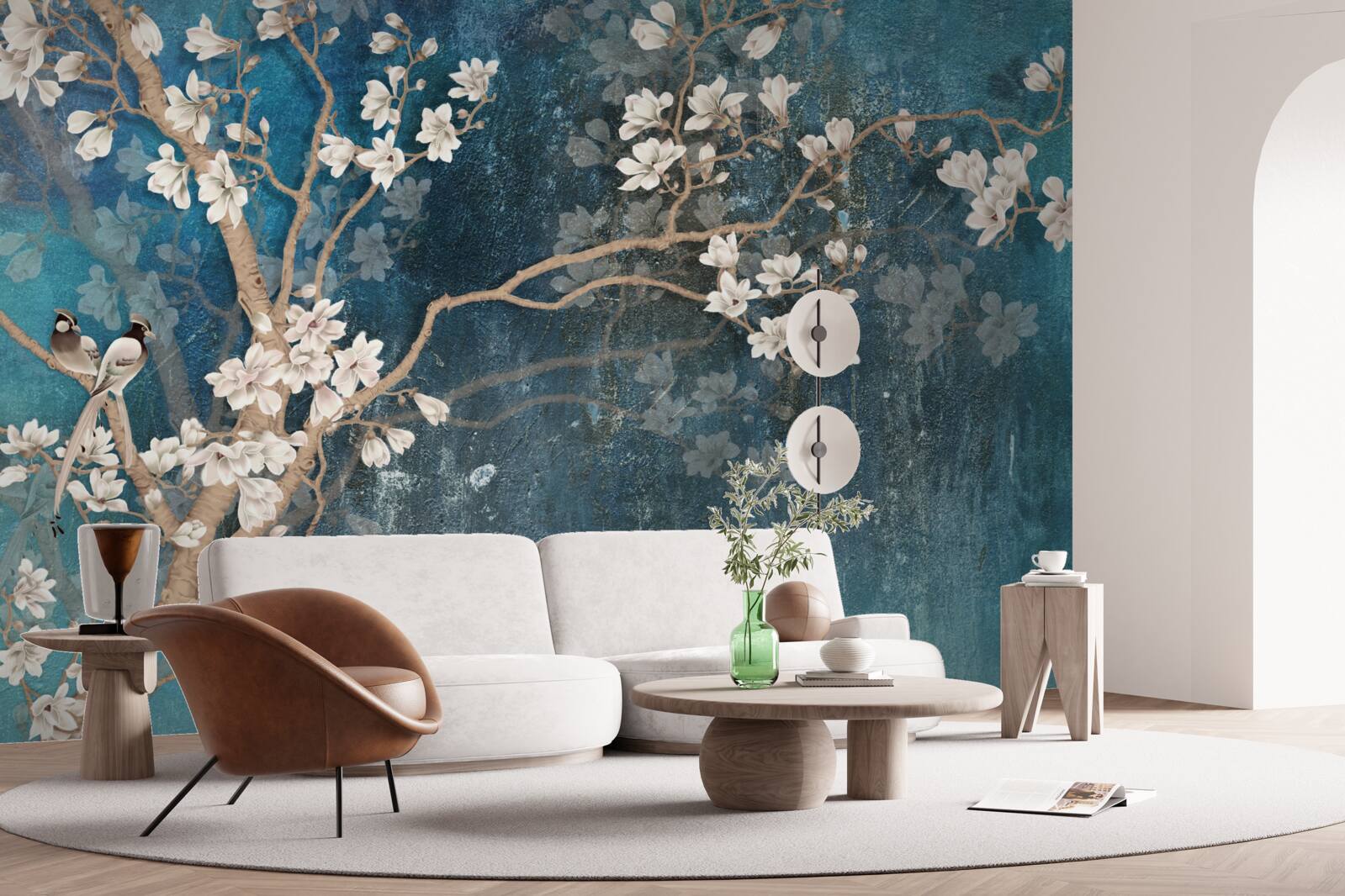 Fototapet magnolia în plină floare și întunericul care cade