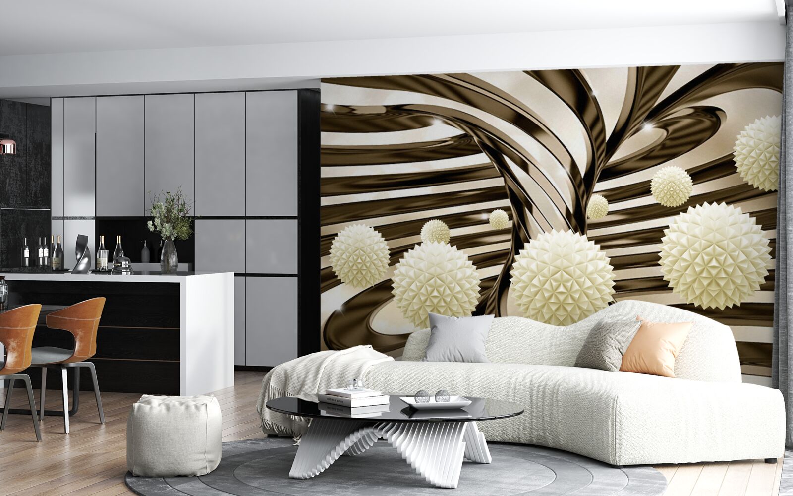 Fototapet fundalul abstract este decorat cu bile plutitoare de lumină