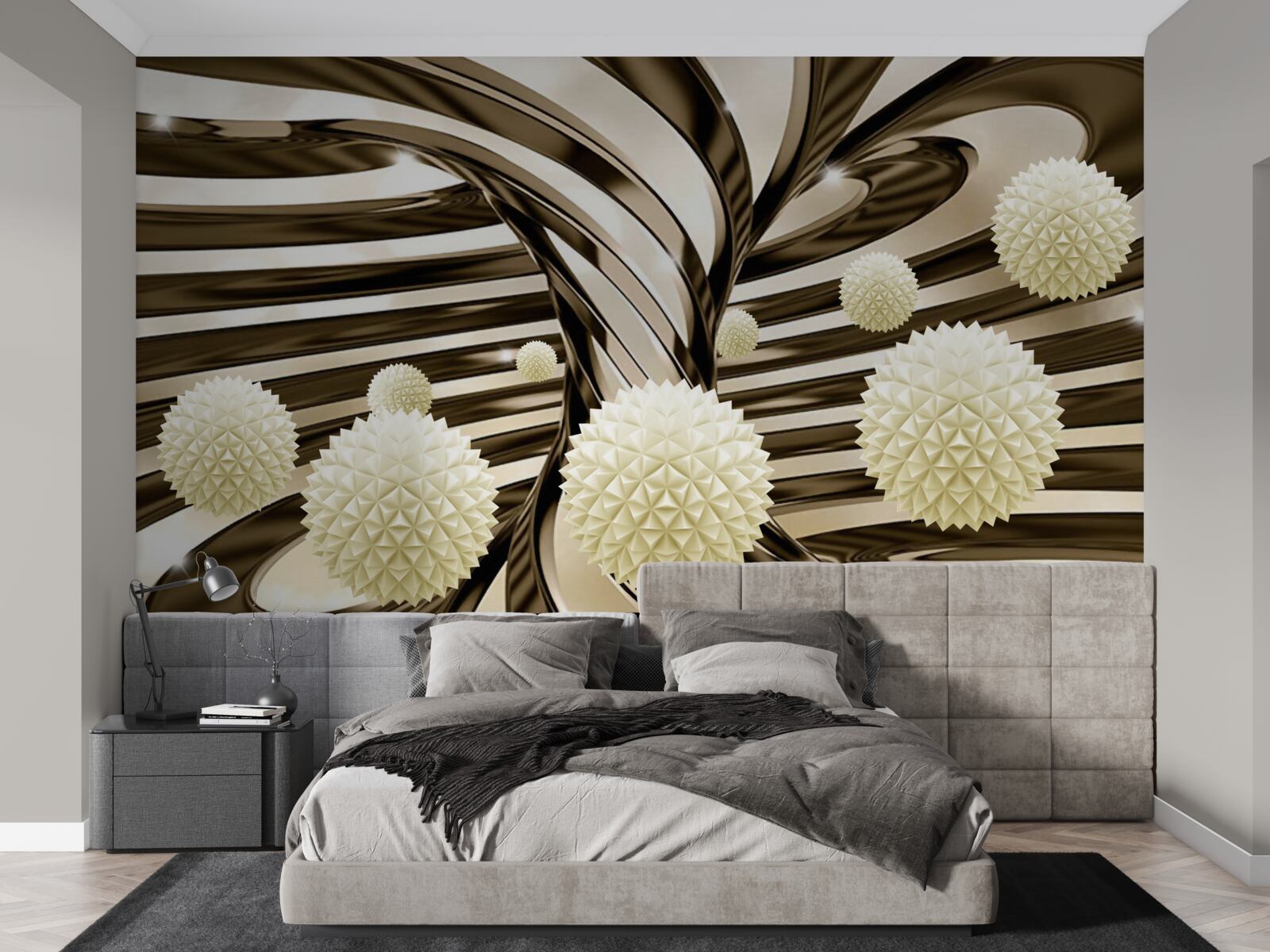 Fototapet fundalul abstract este decorat cu bile plutitoare de lumină