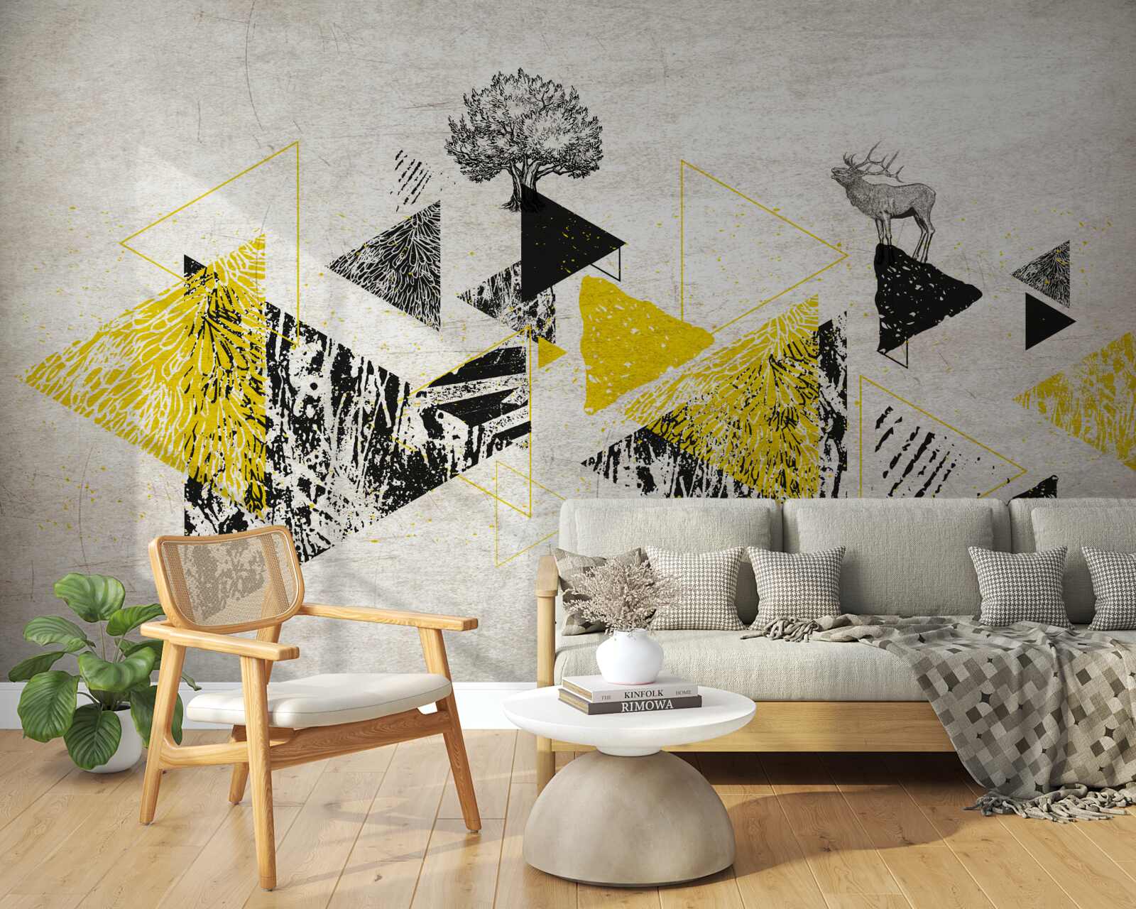 Fototapet geometrie abstractă a unei păduri de toamnă