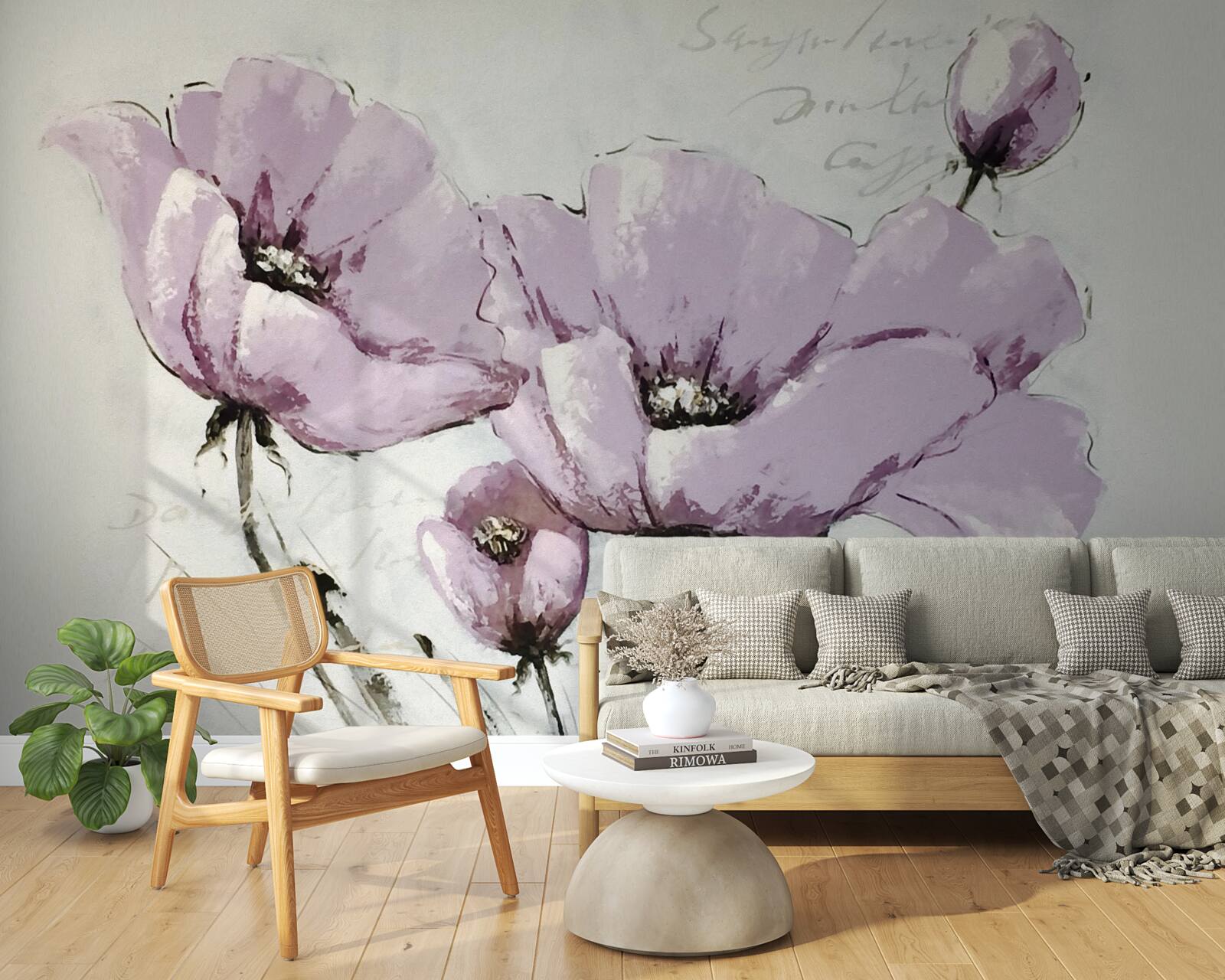 Fototapet pat de flori liliac mac de vară