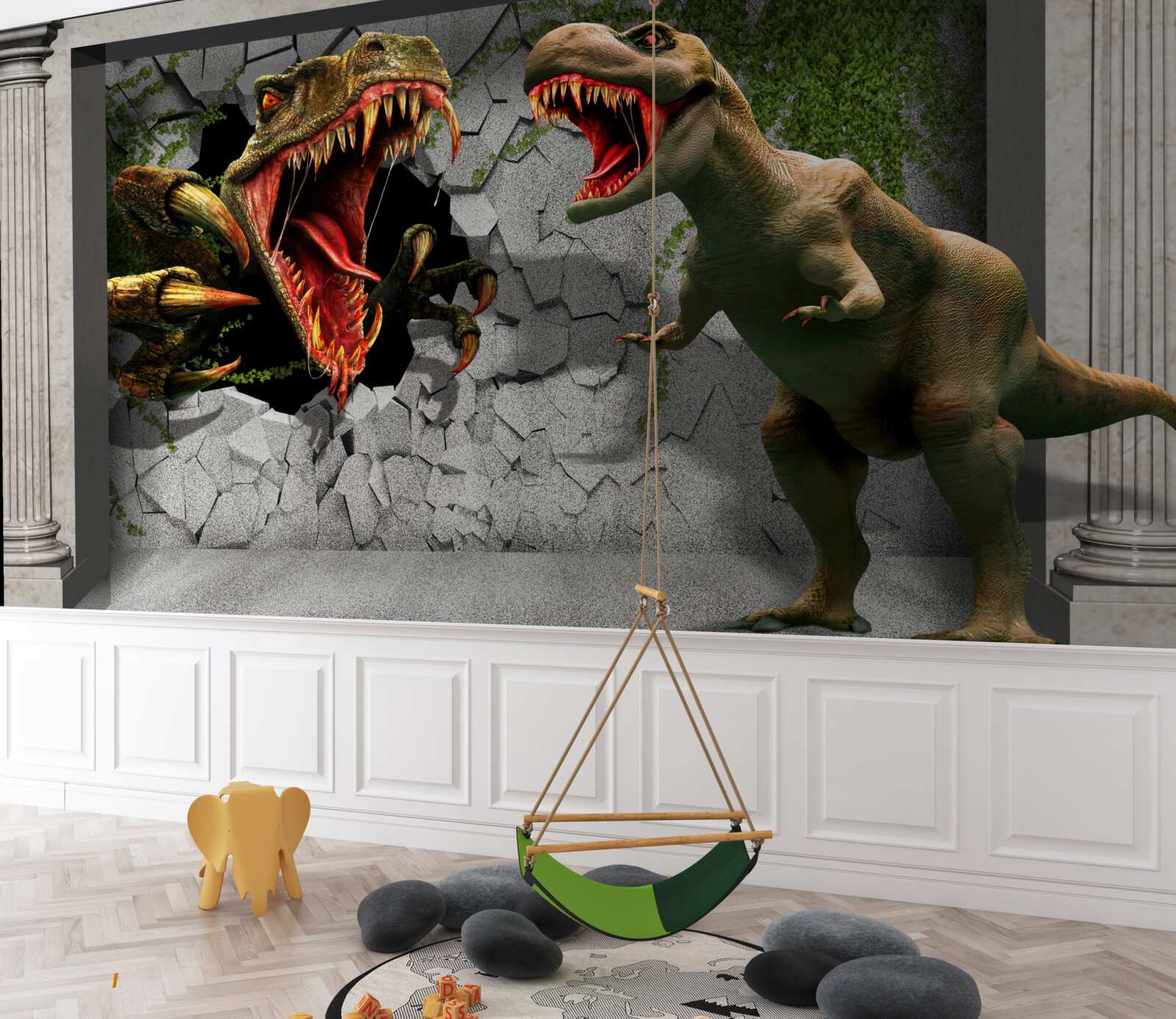 Fototapet dinozauri cu comportament agresiv