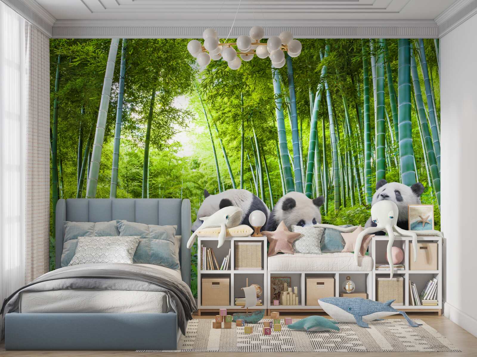 Fototapet o pădure de bambus plină de panda