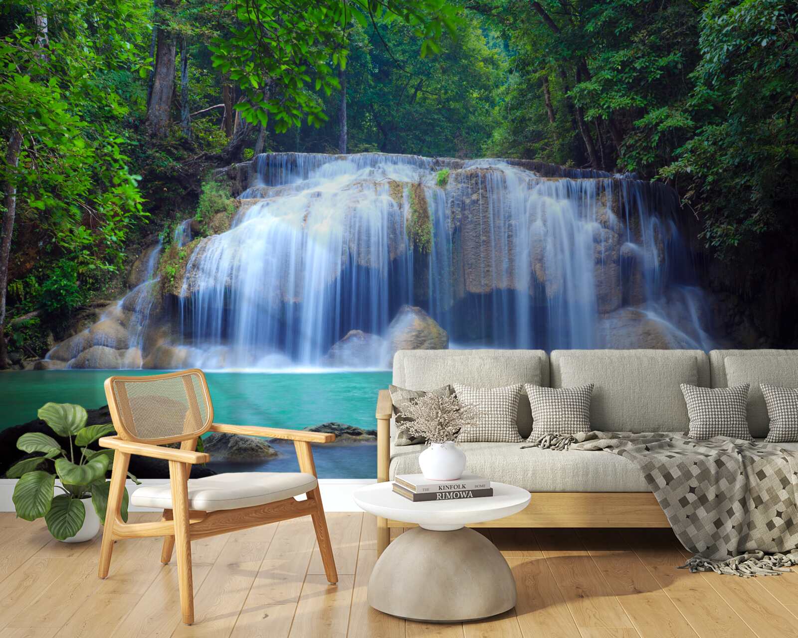Fototapet cascada erawan din kanchanaburi, thailanda