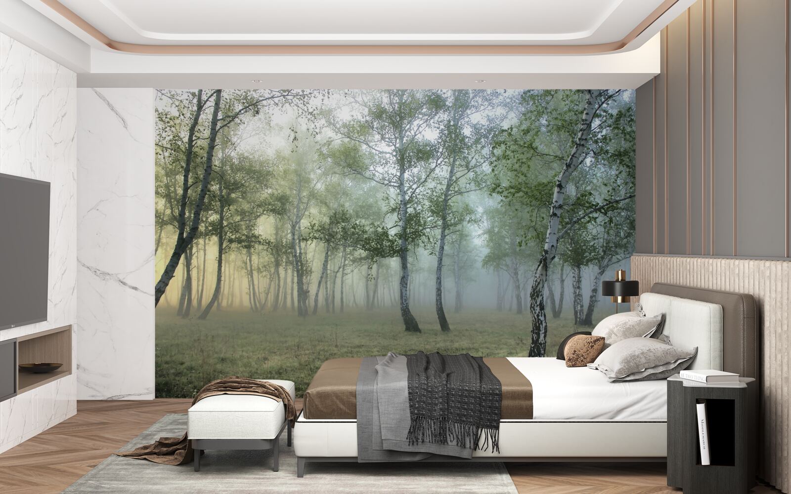 Fototapet culoare verde, elemente naturale și relief natural