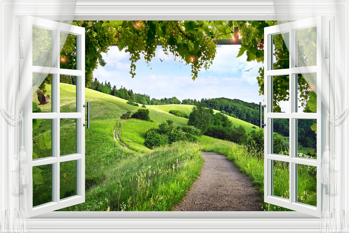 Fototapet verdeață, zonă naturală și bunuri imobiliare
