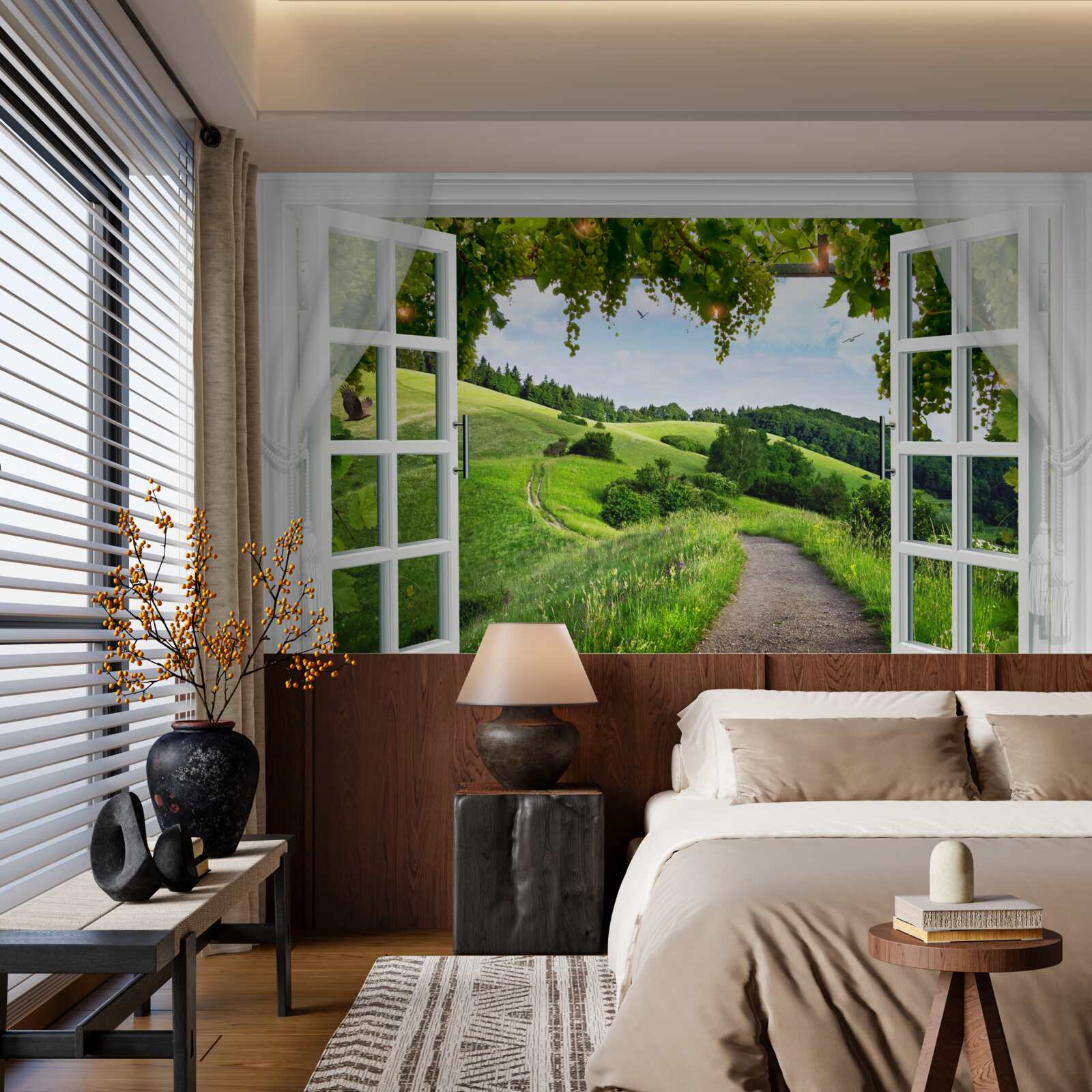 Fototapet verdeață, zonă naturală și bunuri imobiliare