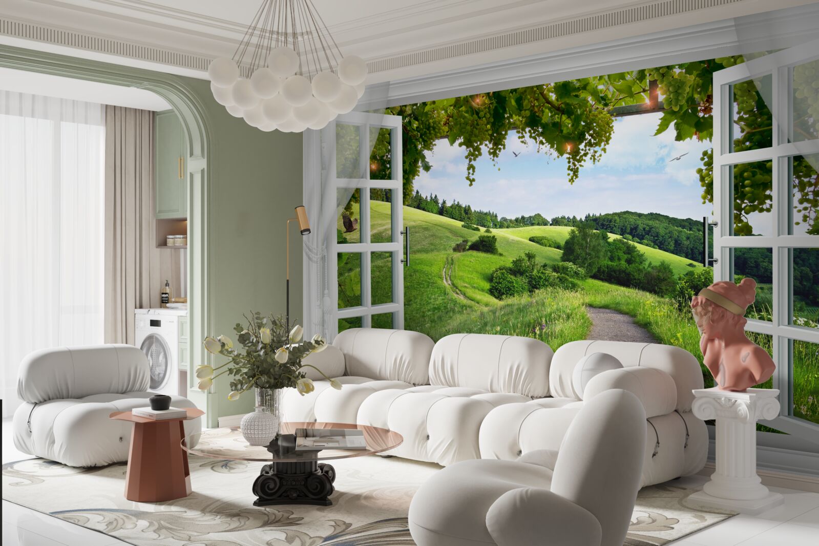 Fototapet verdeață, zonă naturală și bunuri imobiliare