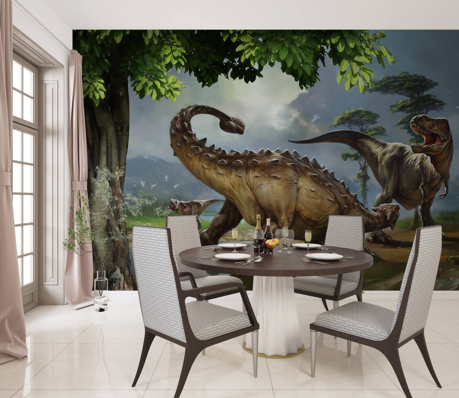 Fototapet mural, dinozaur și perete