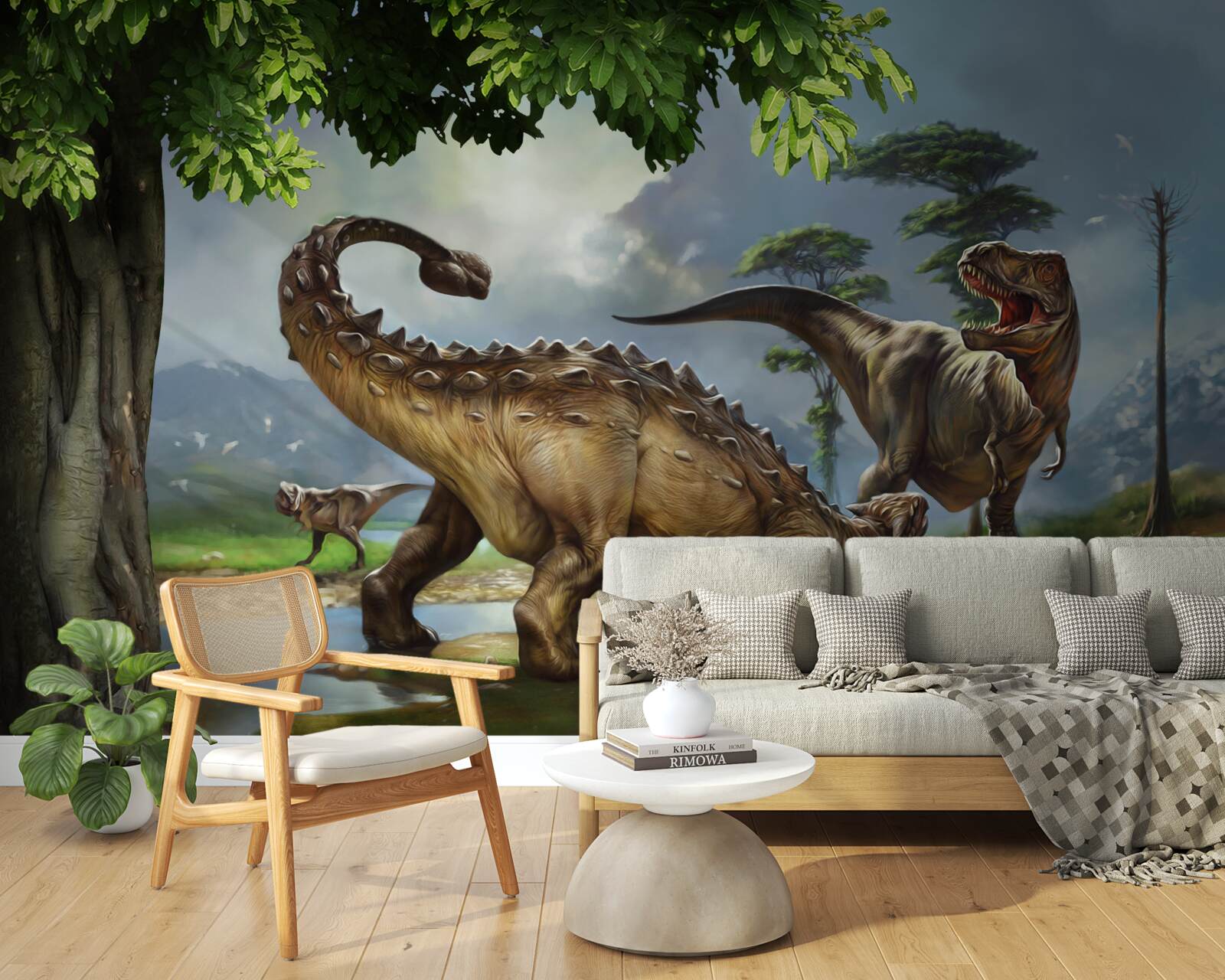 Fototapet mural, dinozaur și perete