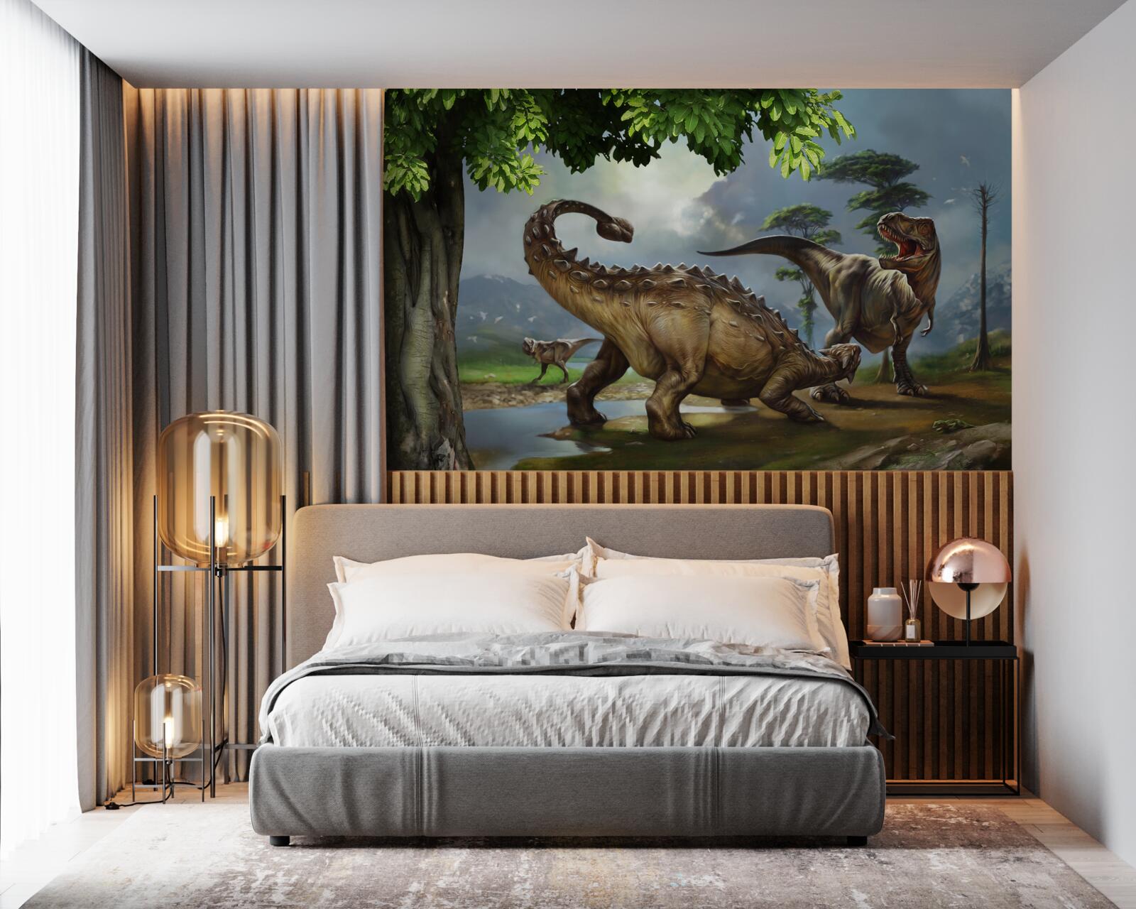 Fototapet mural, dinozaur și perete