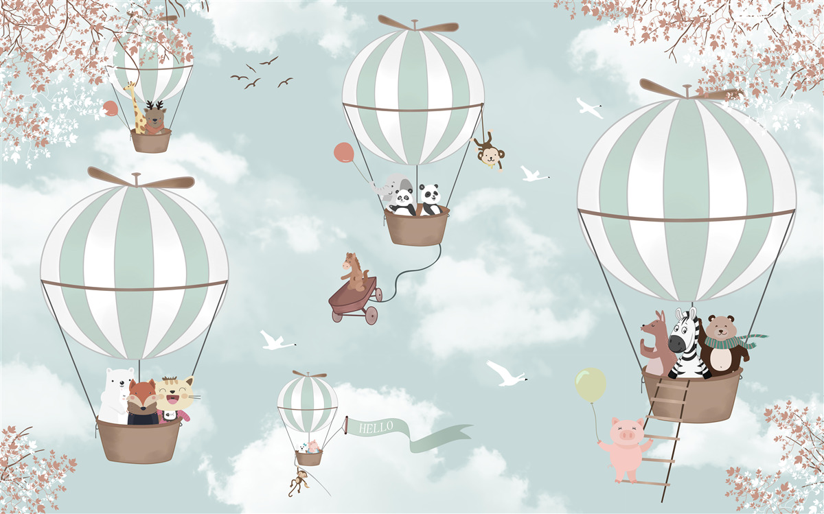 Fototapet produs, ilustrație și balon
