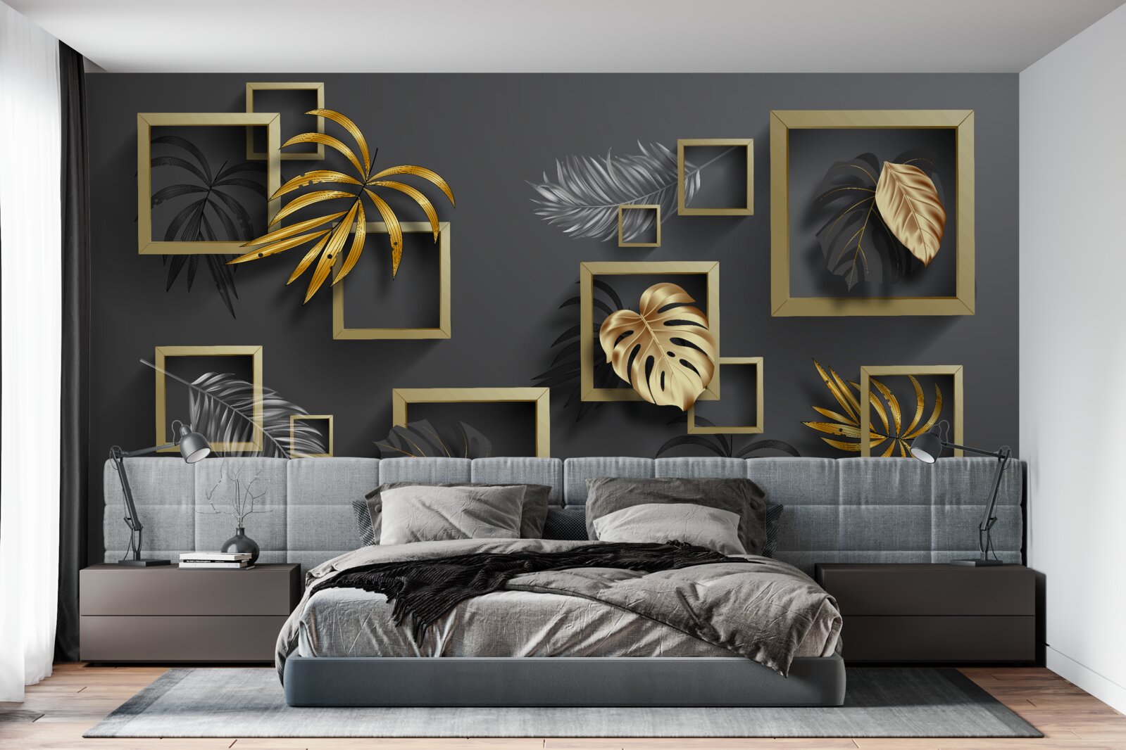 Fototapet design interior, hol și cameră de zi