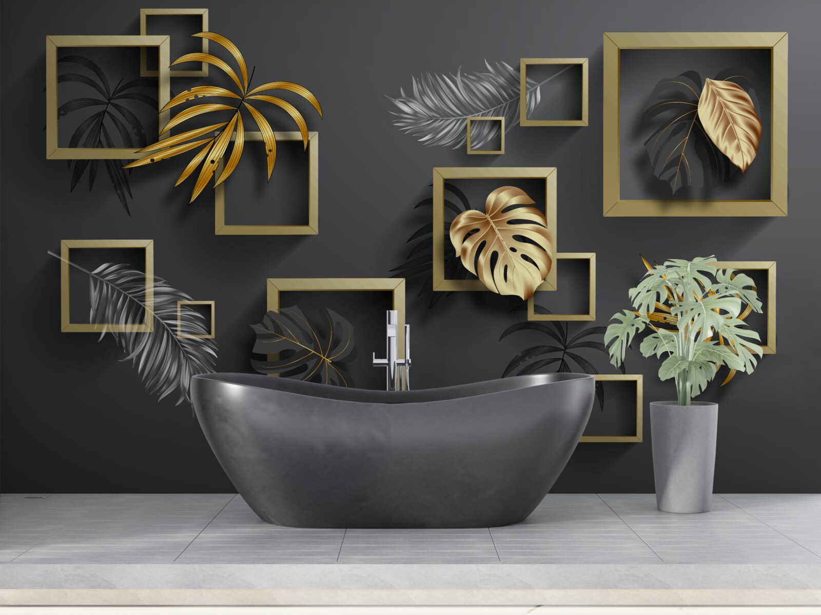 Fototapet design interior, hol și cameră de zi