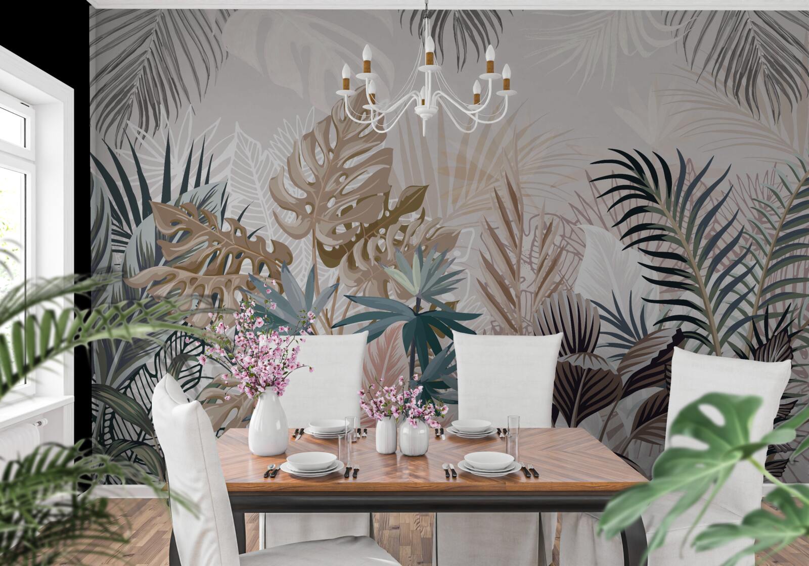 Fototapet design interior, hol și cameră de zi